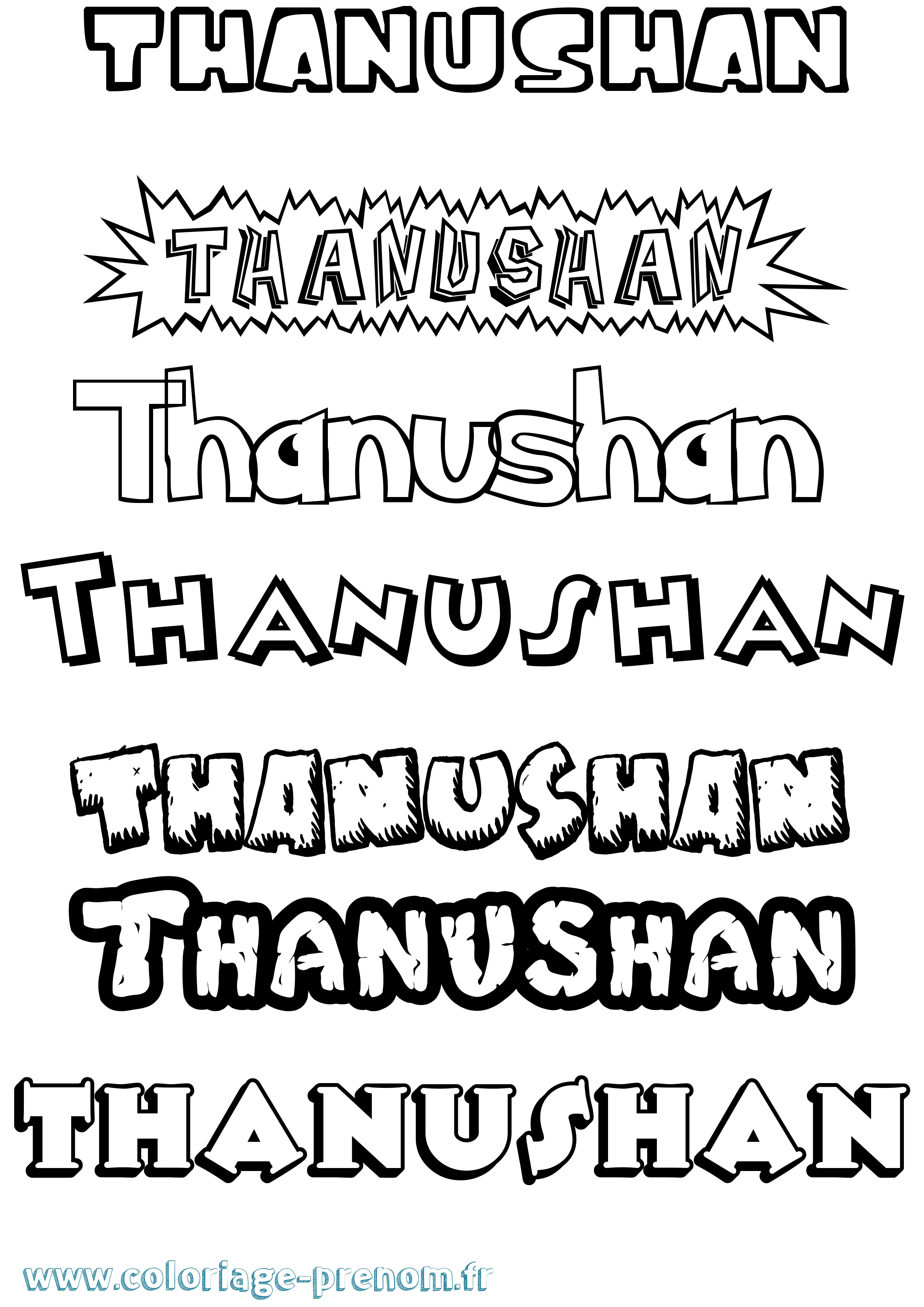 Coloriage prénom Thanushan Dessin Animé