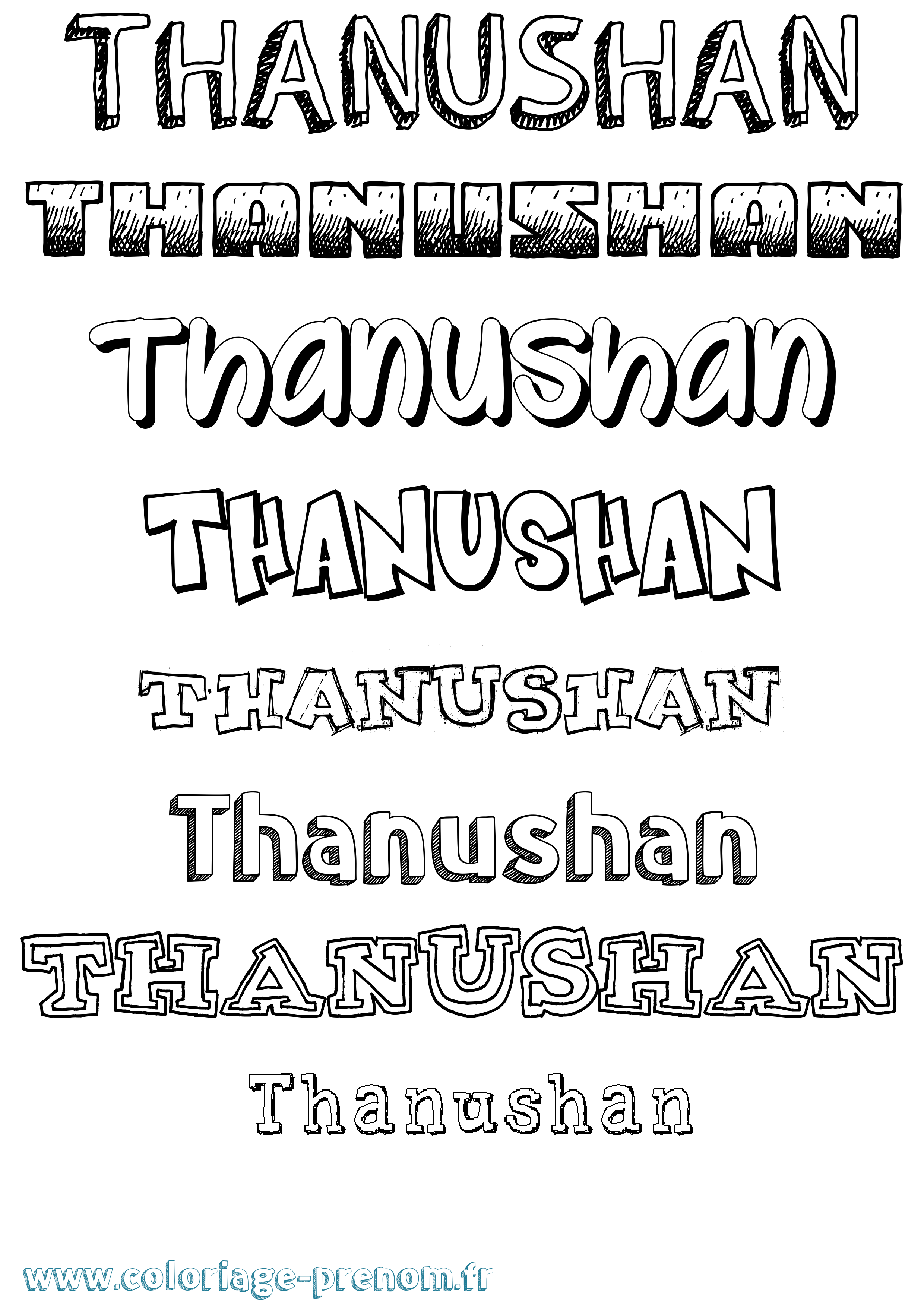 Coloriage prénom Thanushan Dessiné