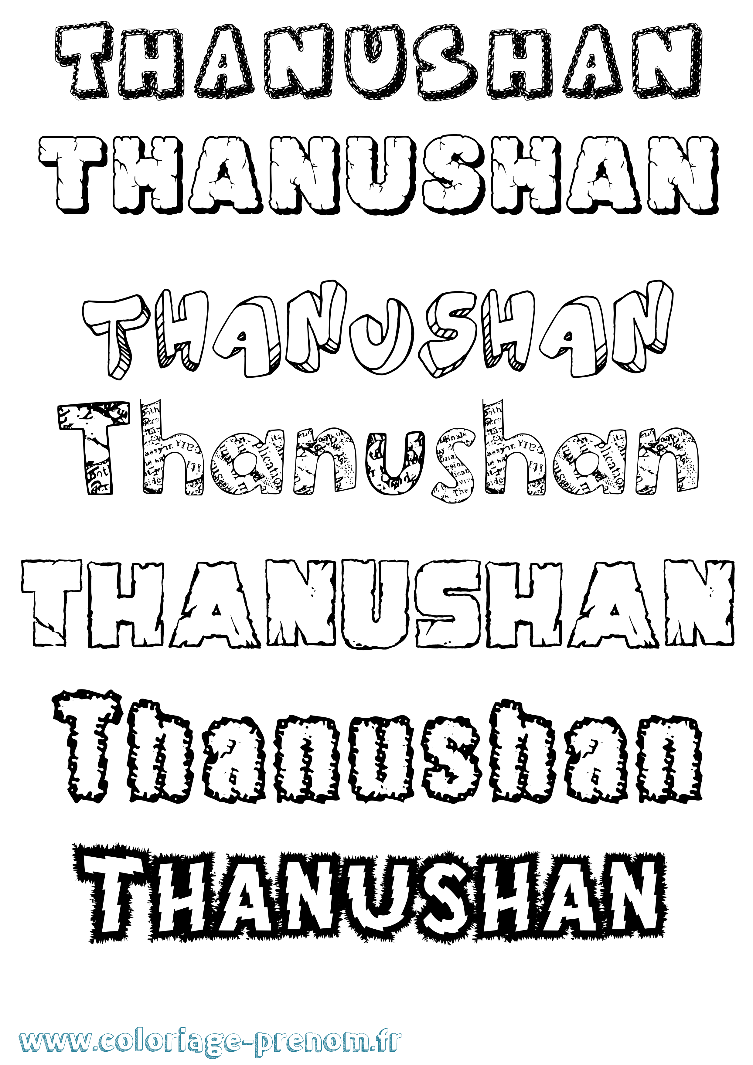 Coloriage prénom Thanushan Destructuré
