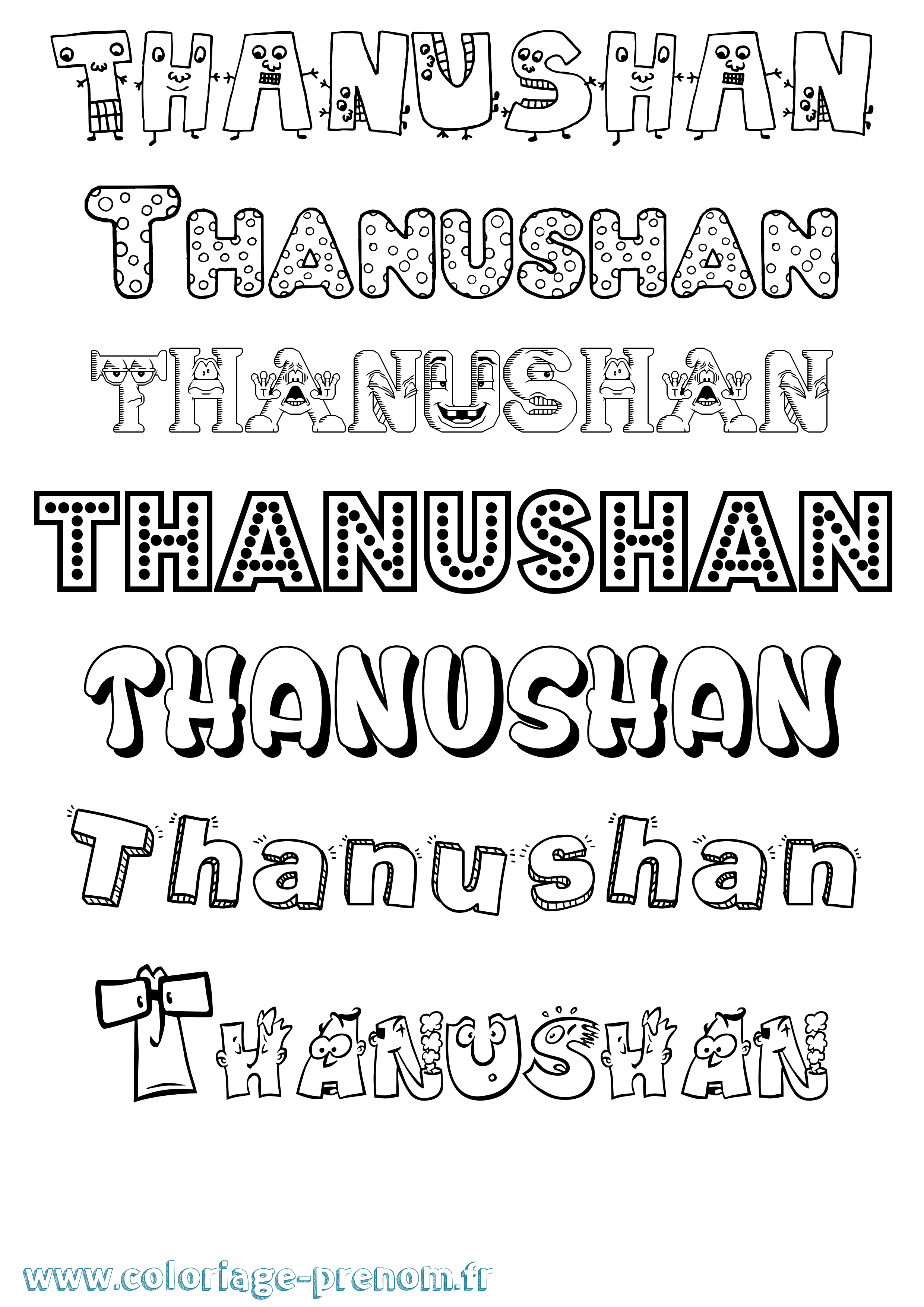 Coloriage prénom Thanushan Fun
