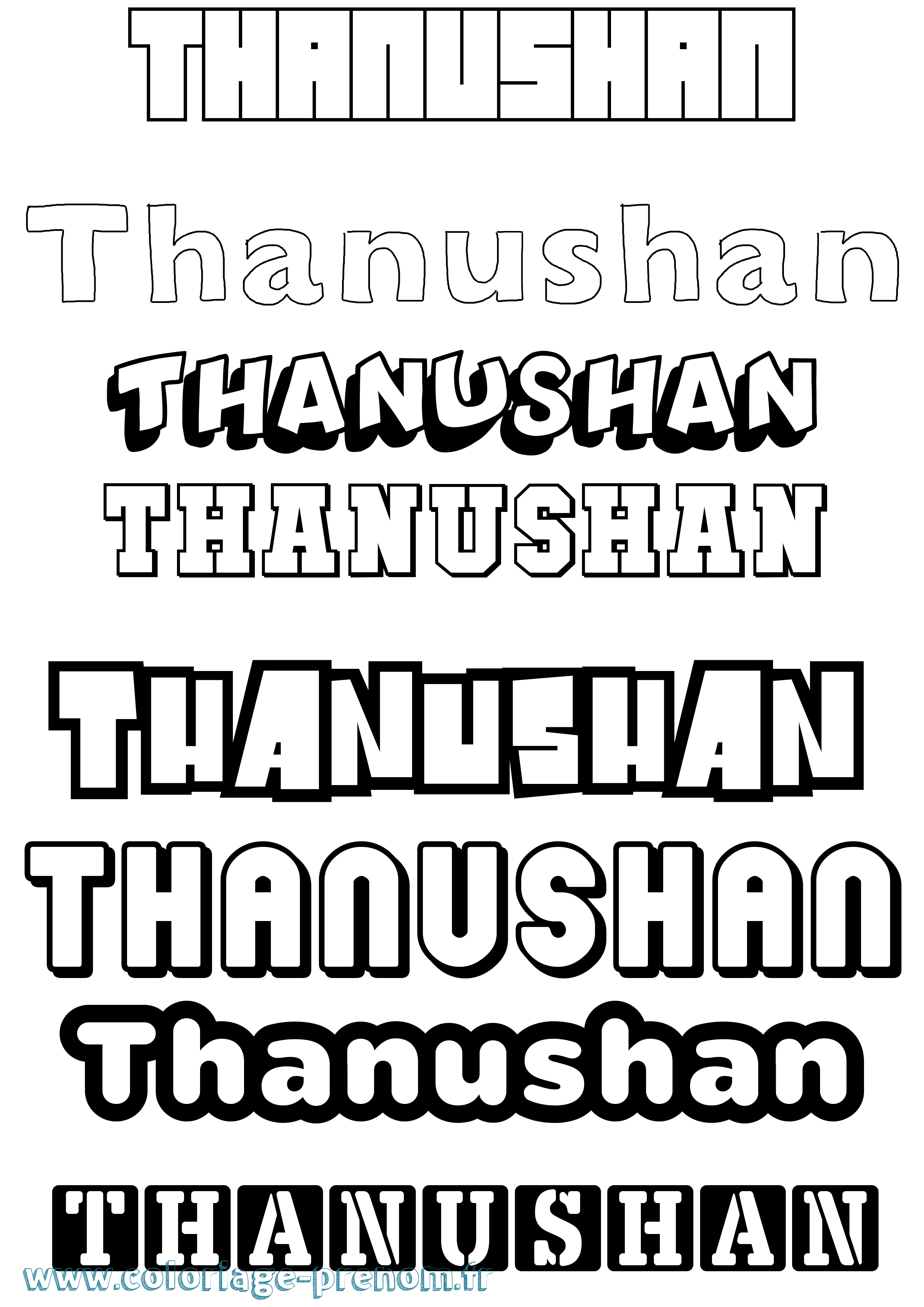 Coloriage prénom Thanushan Simple