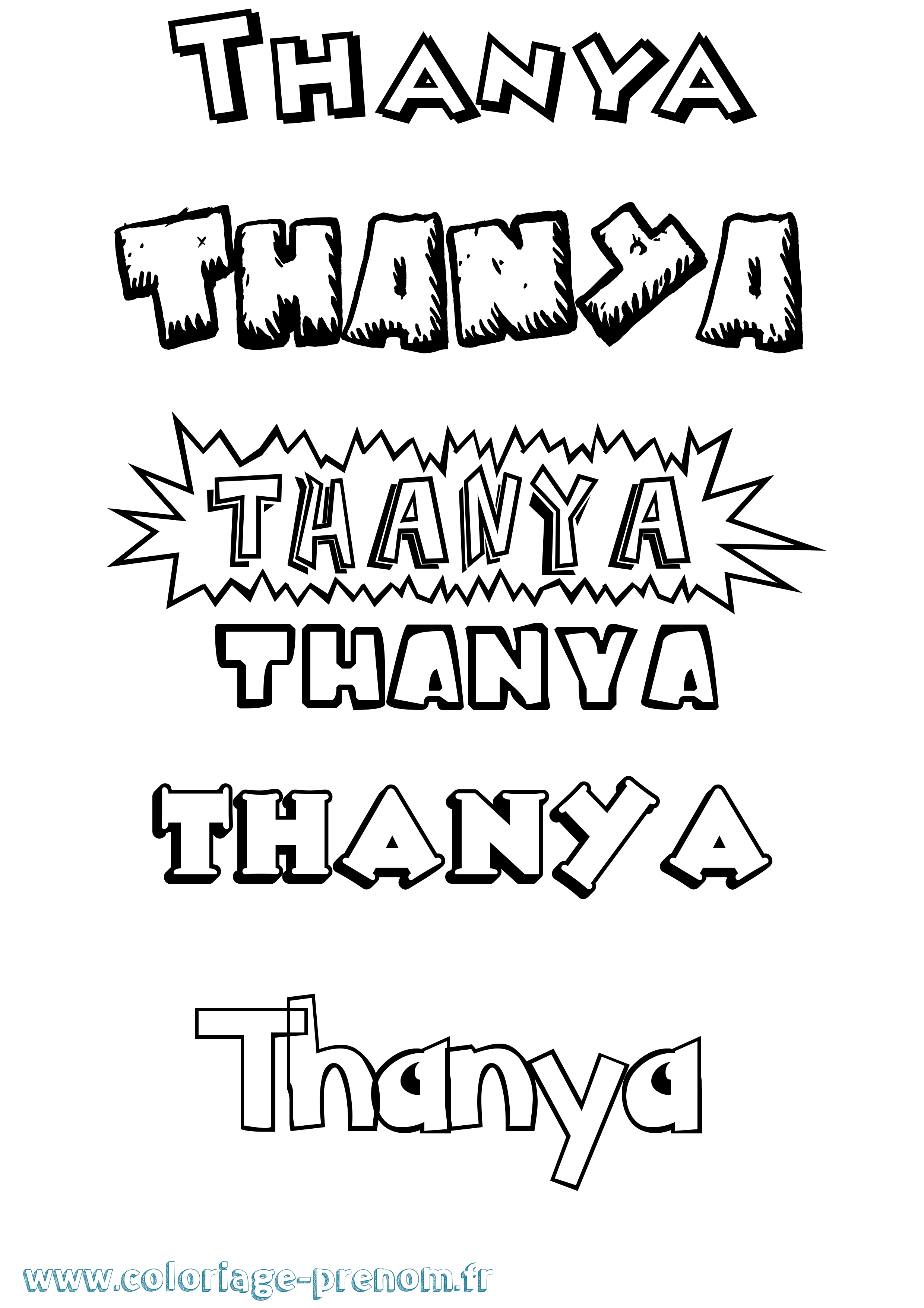 Coloriage prénom Thanya Dessin Animé