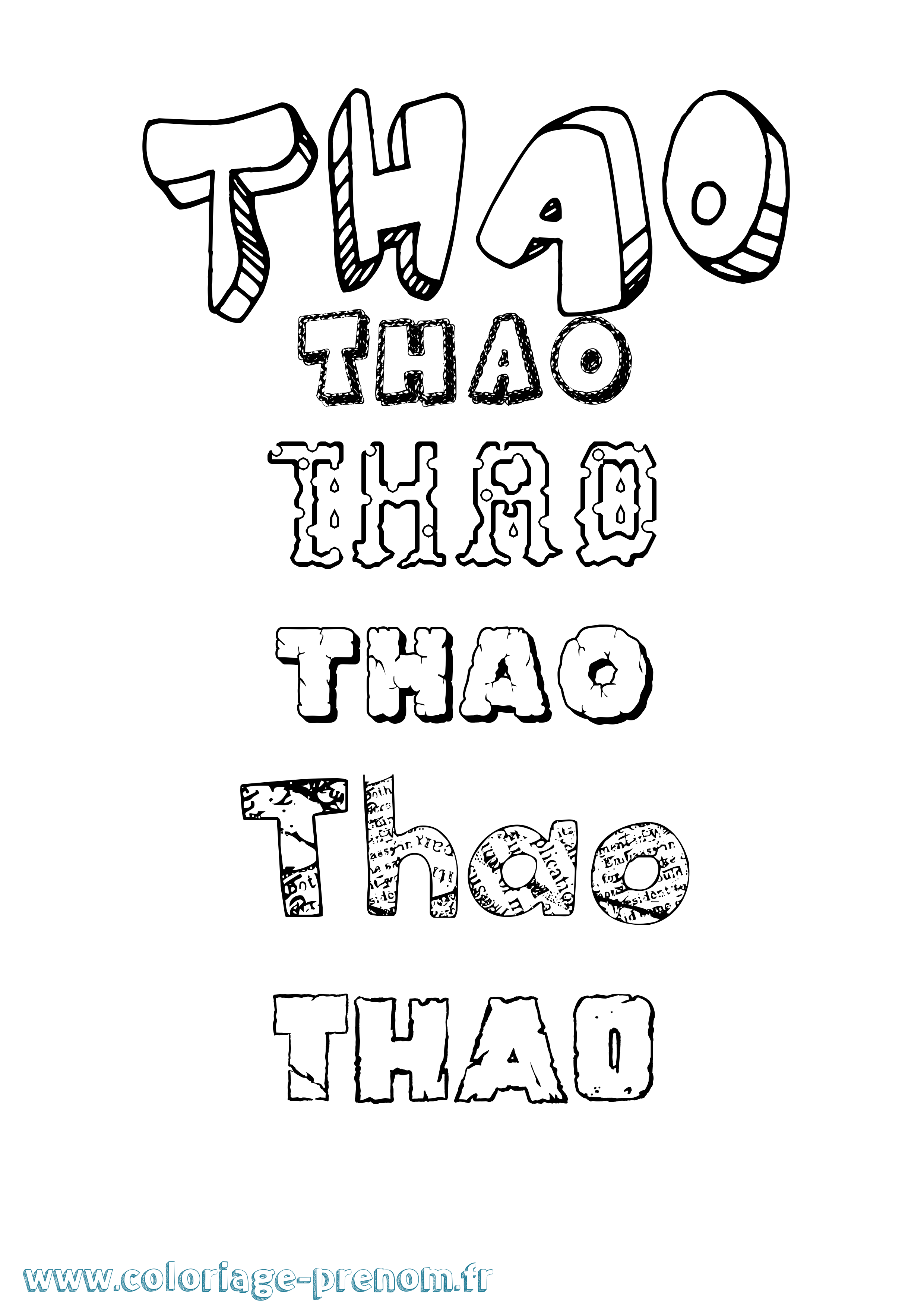 Coloriage prénom Thao Destructuré