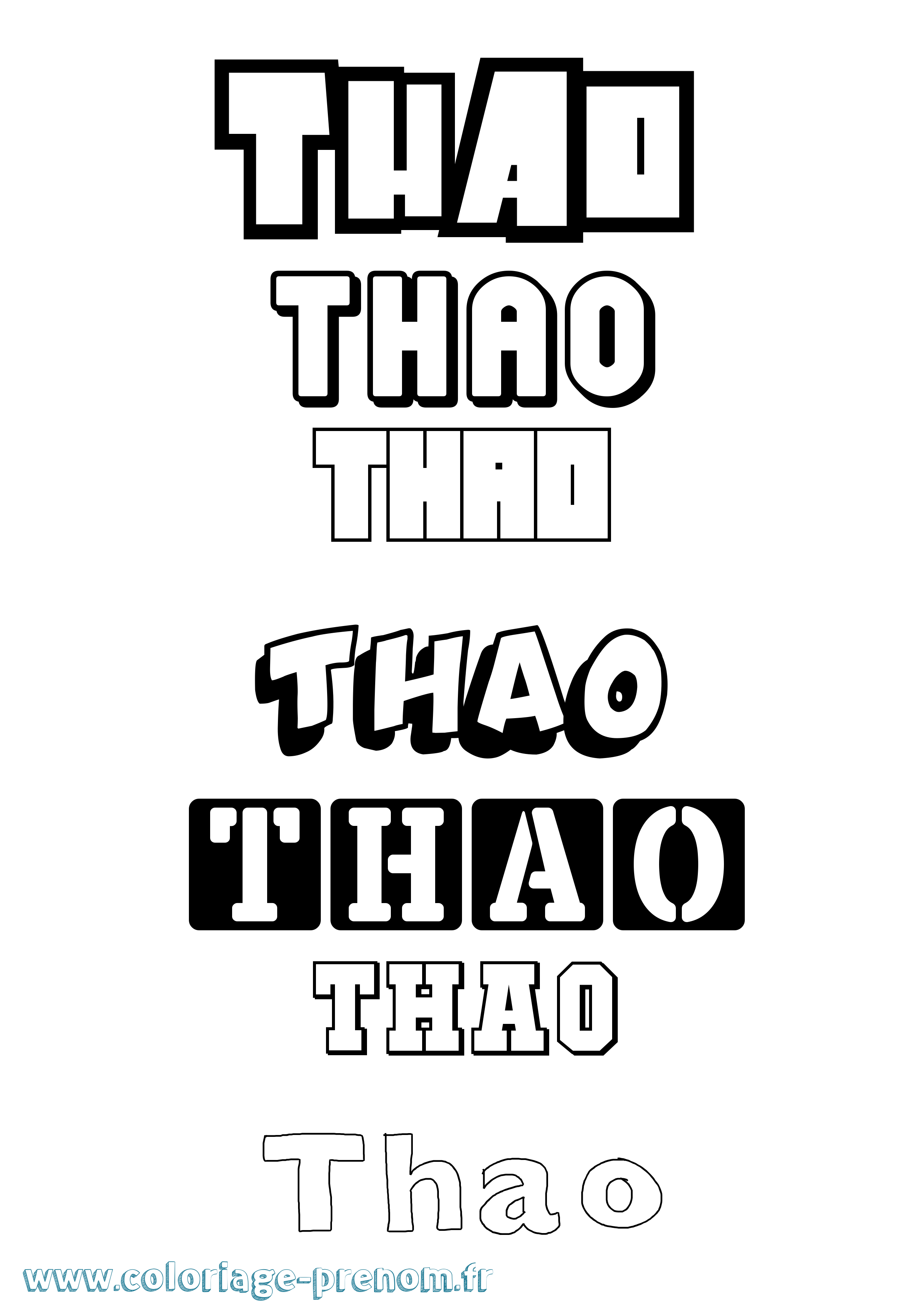 Coloriage prénom Thao Simple
