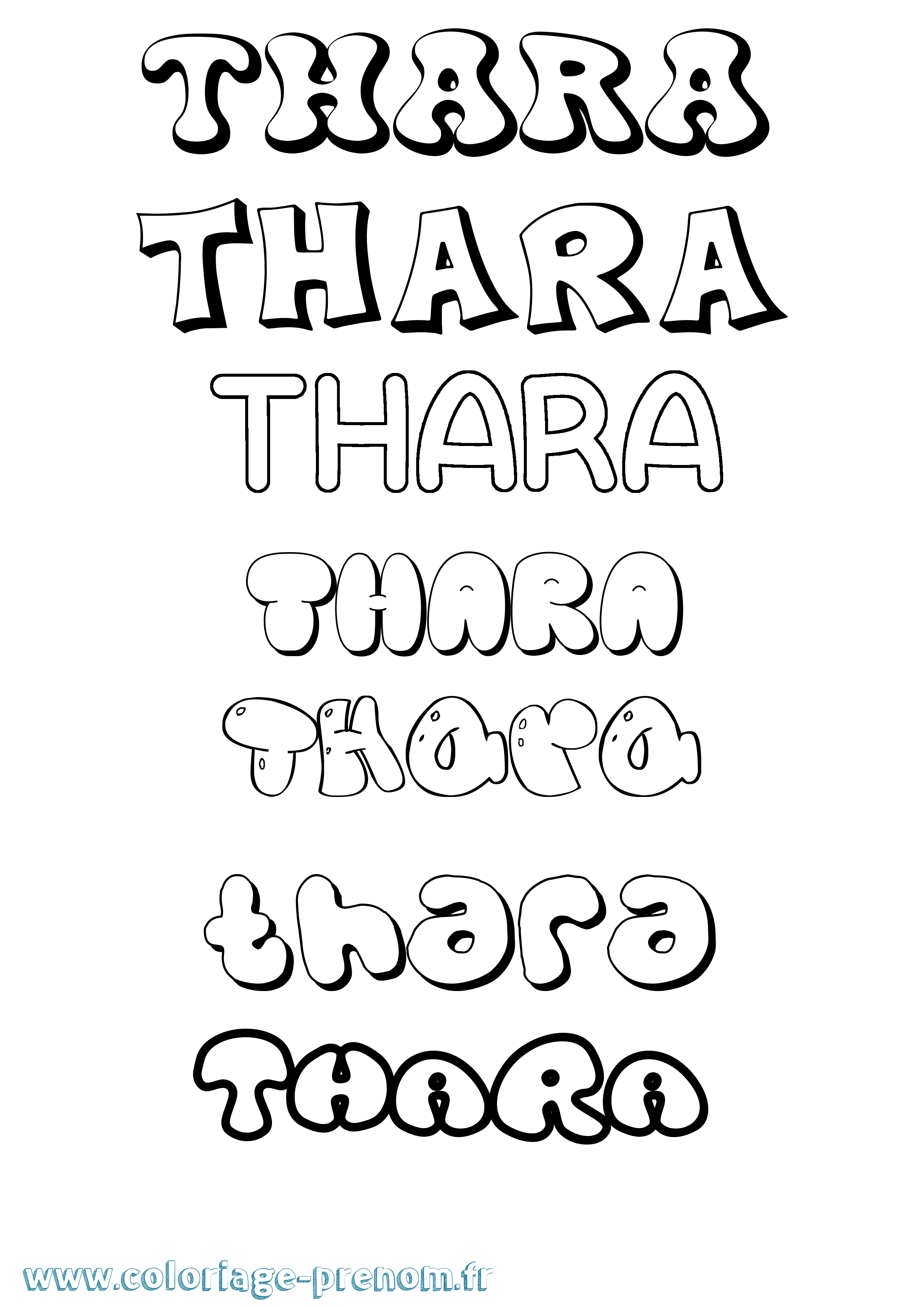 Coloriage prénom Thara Bubble