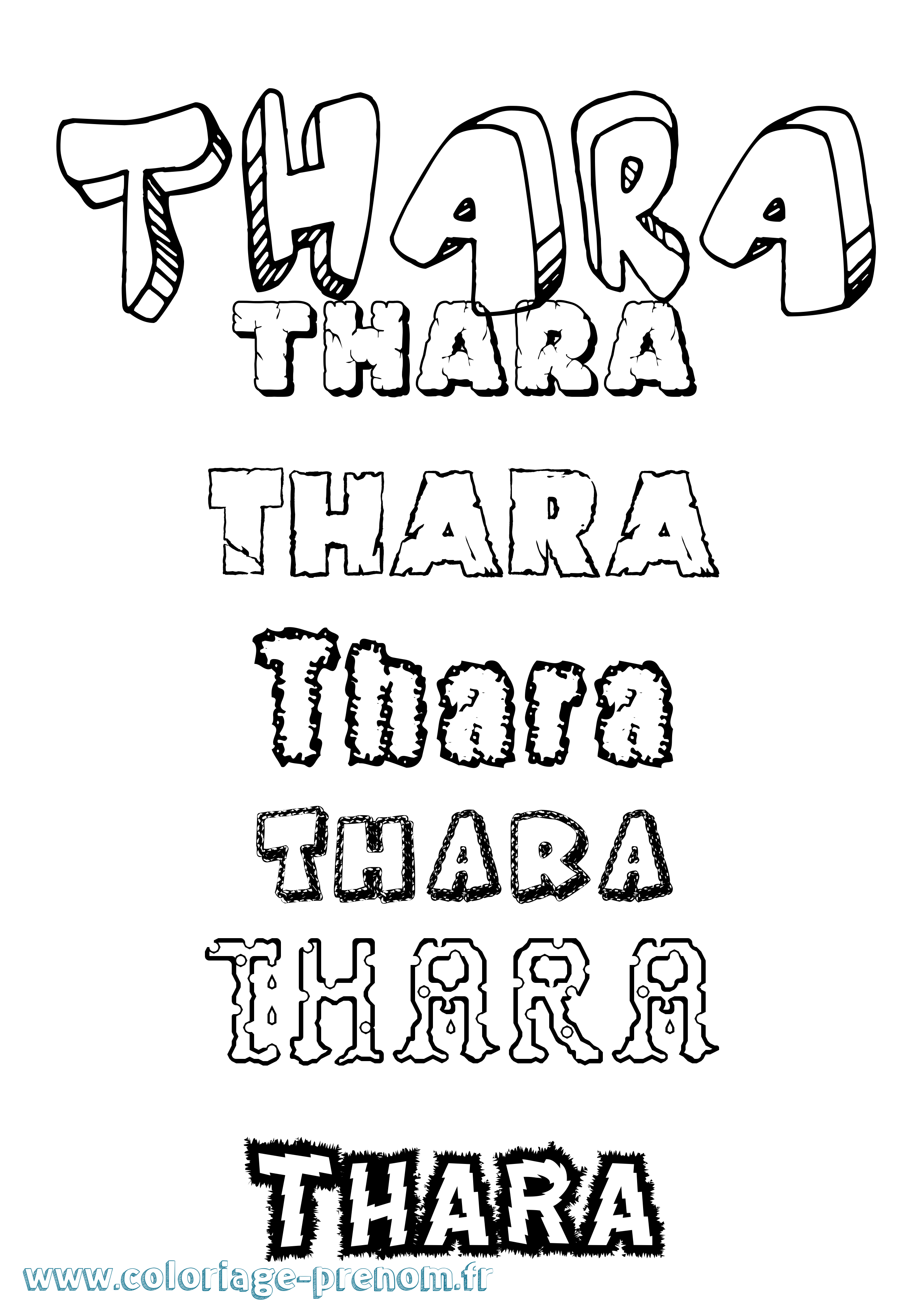 Coloriage prénom Thara Destructuré