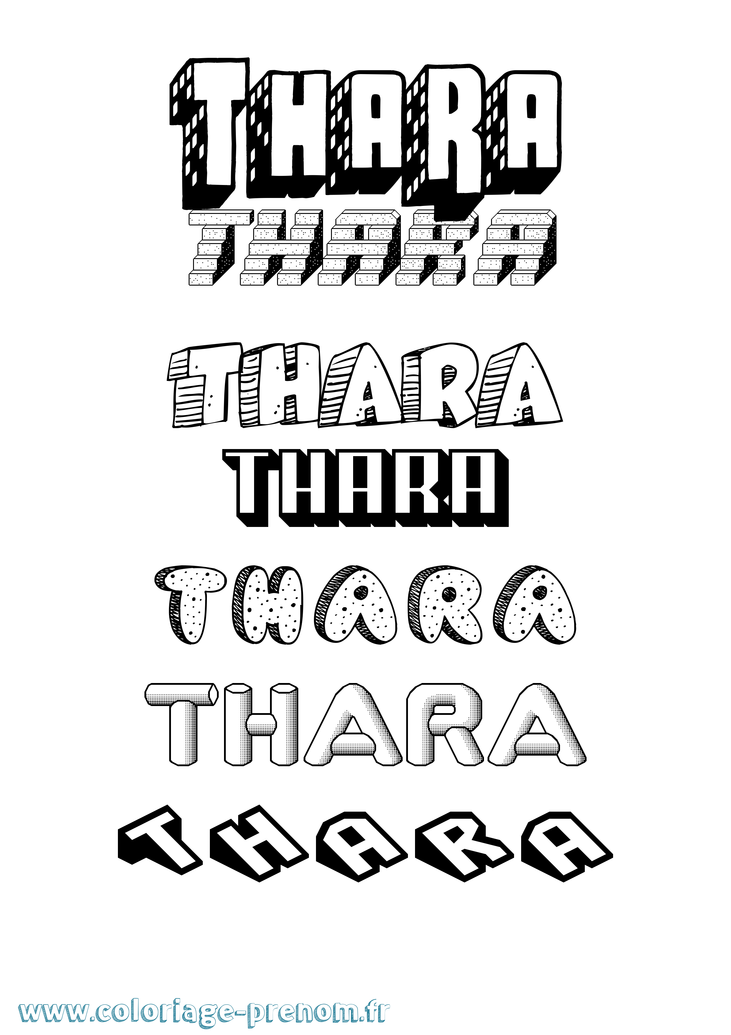 Coloriage prénom Thara Effet 3D