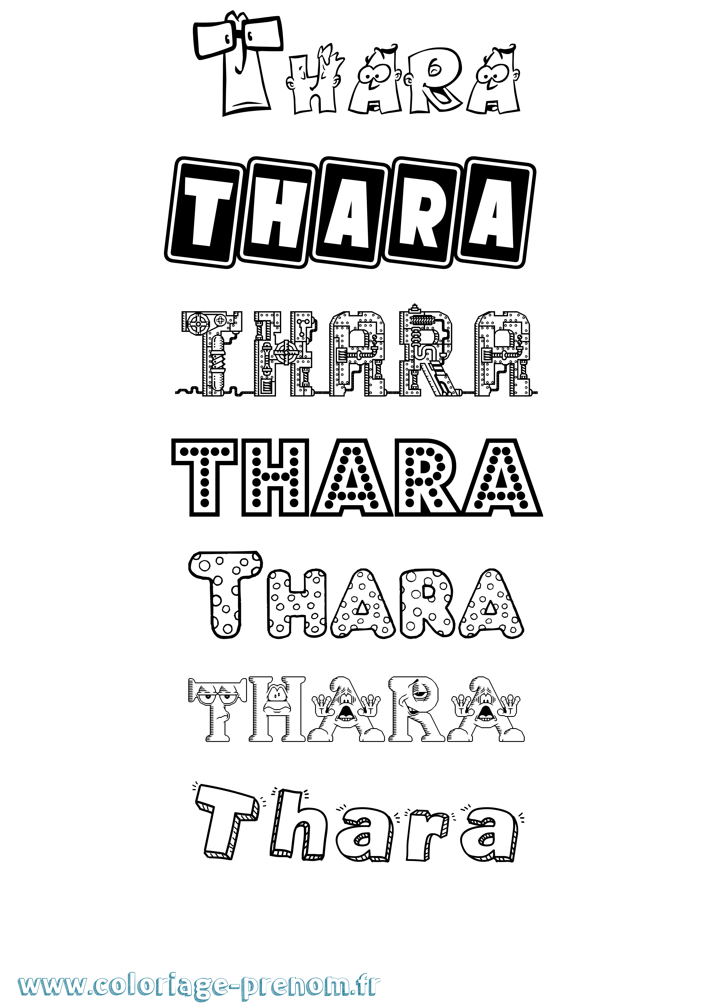 Coloriage prénom Thara Fun