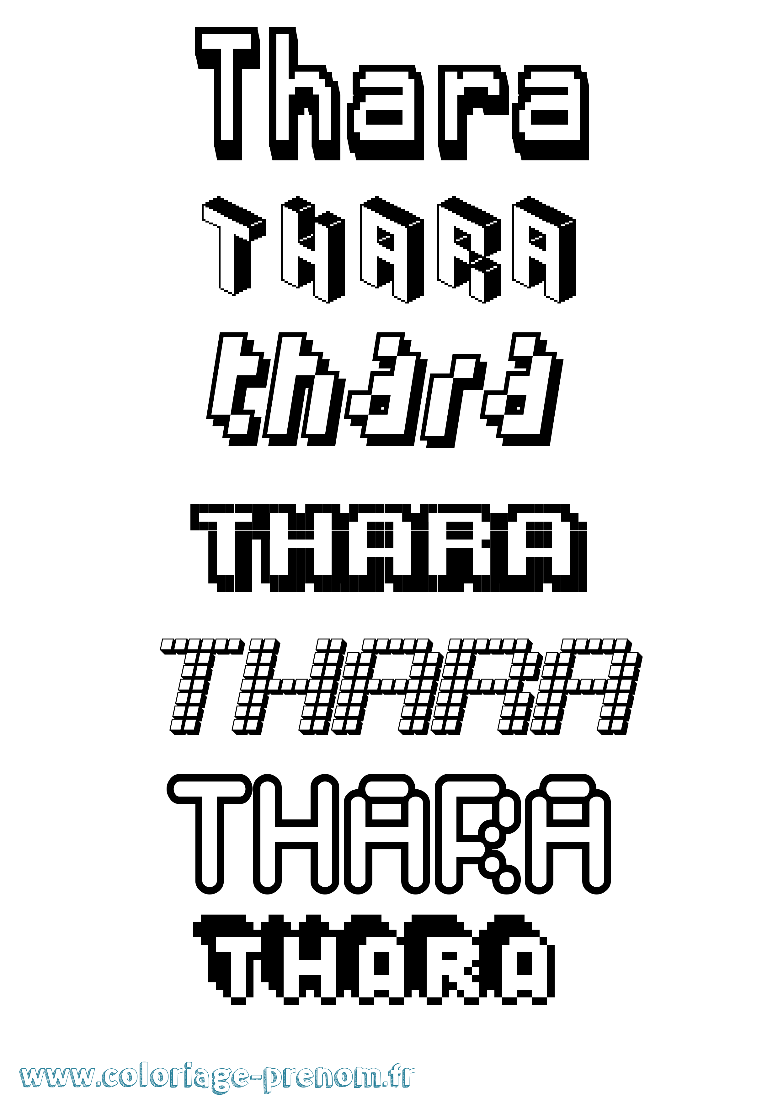 Coloriage prénom Thara Pixel
