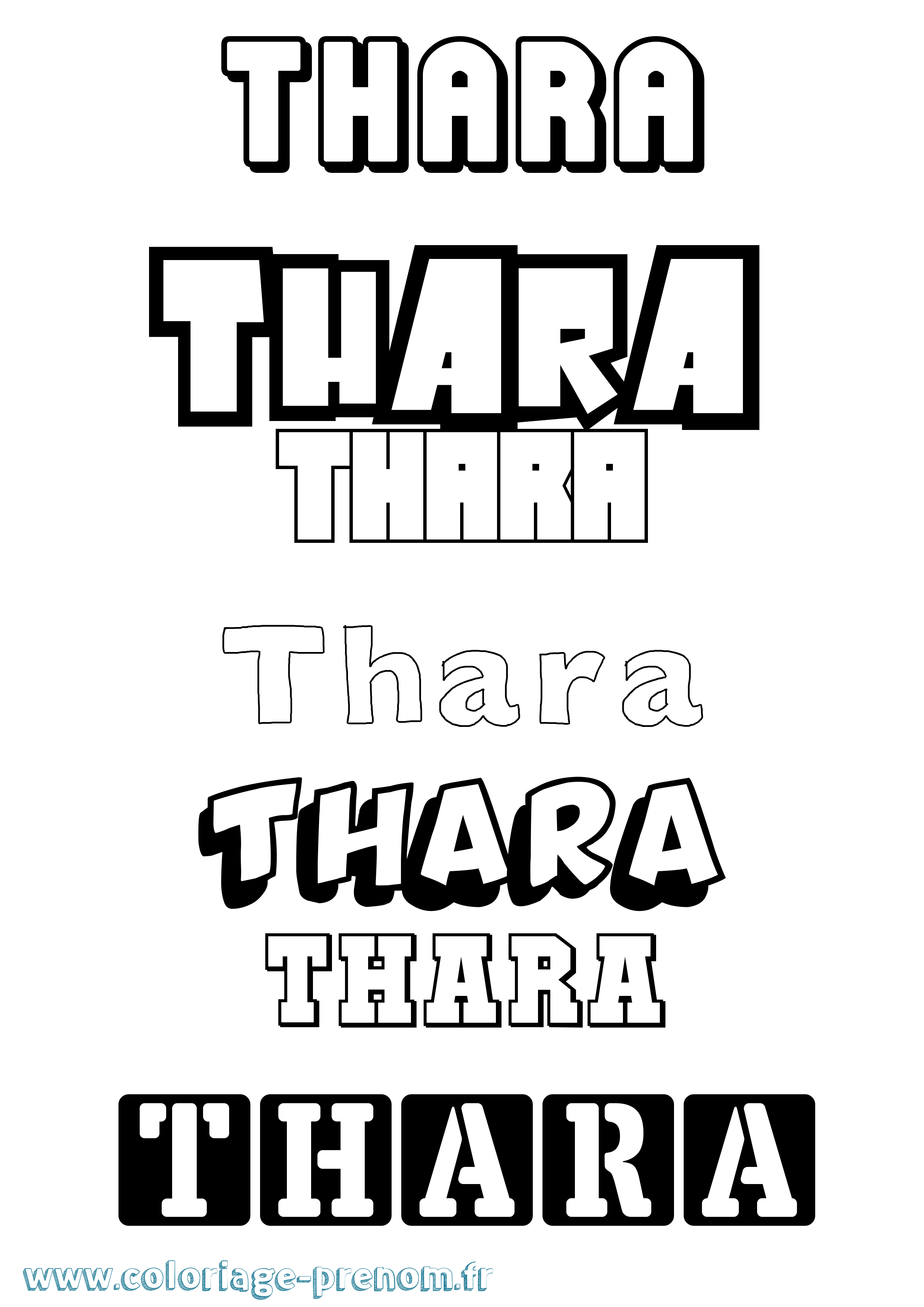 Coloriage prénom Thara Simple