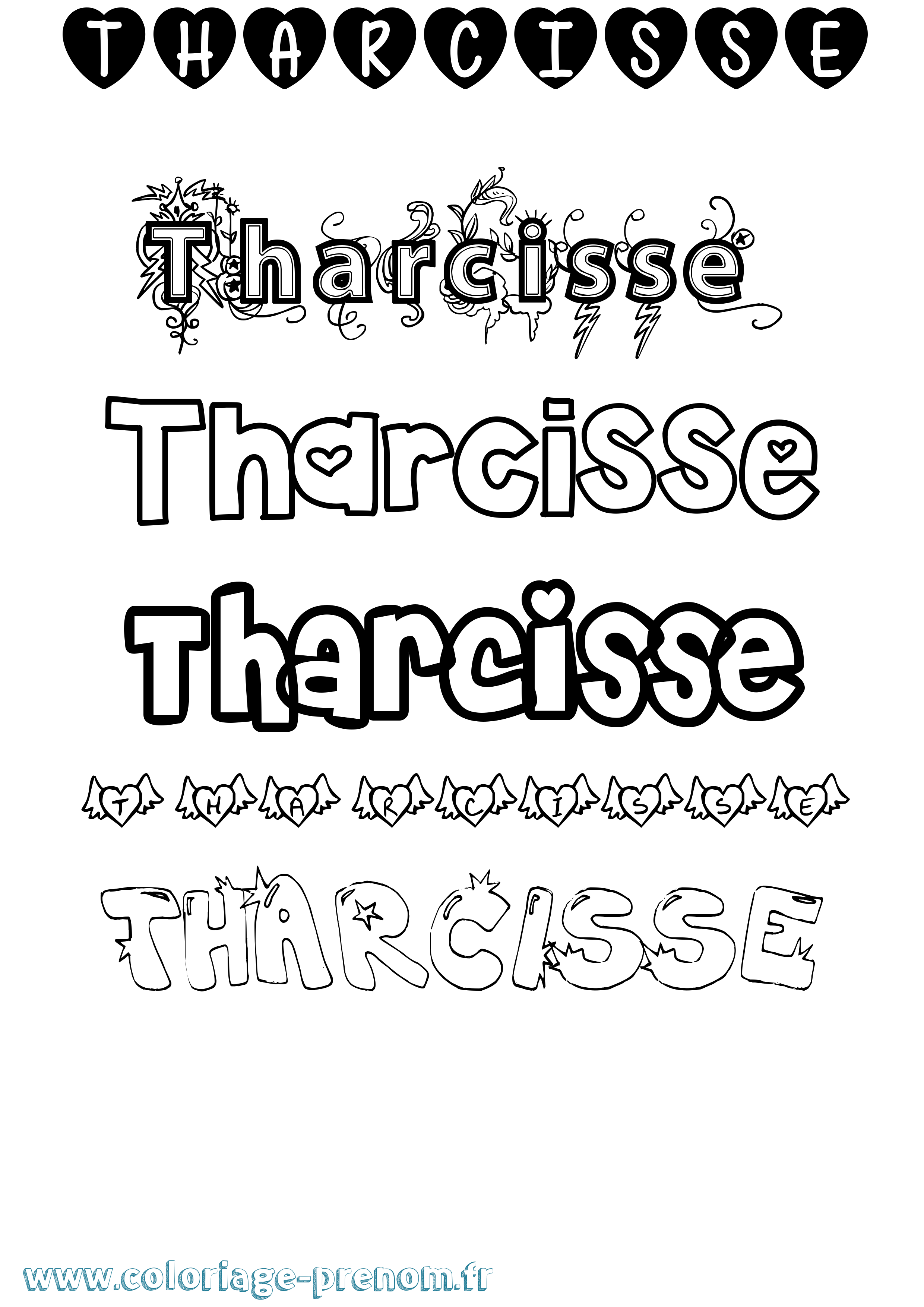 Coloriage prénom Tharcisse Girly