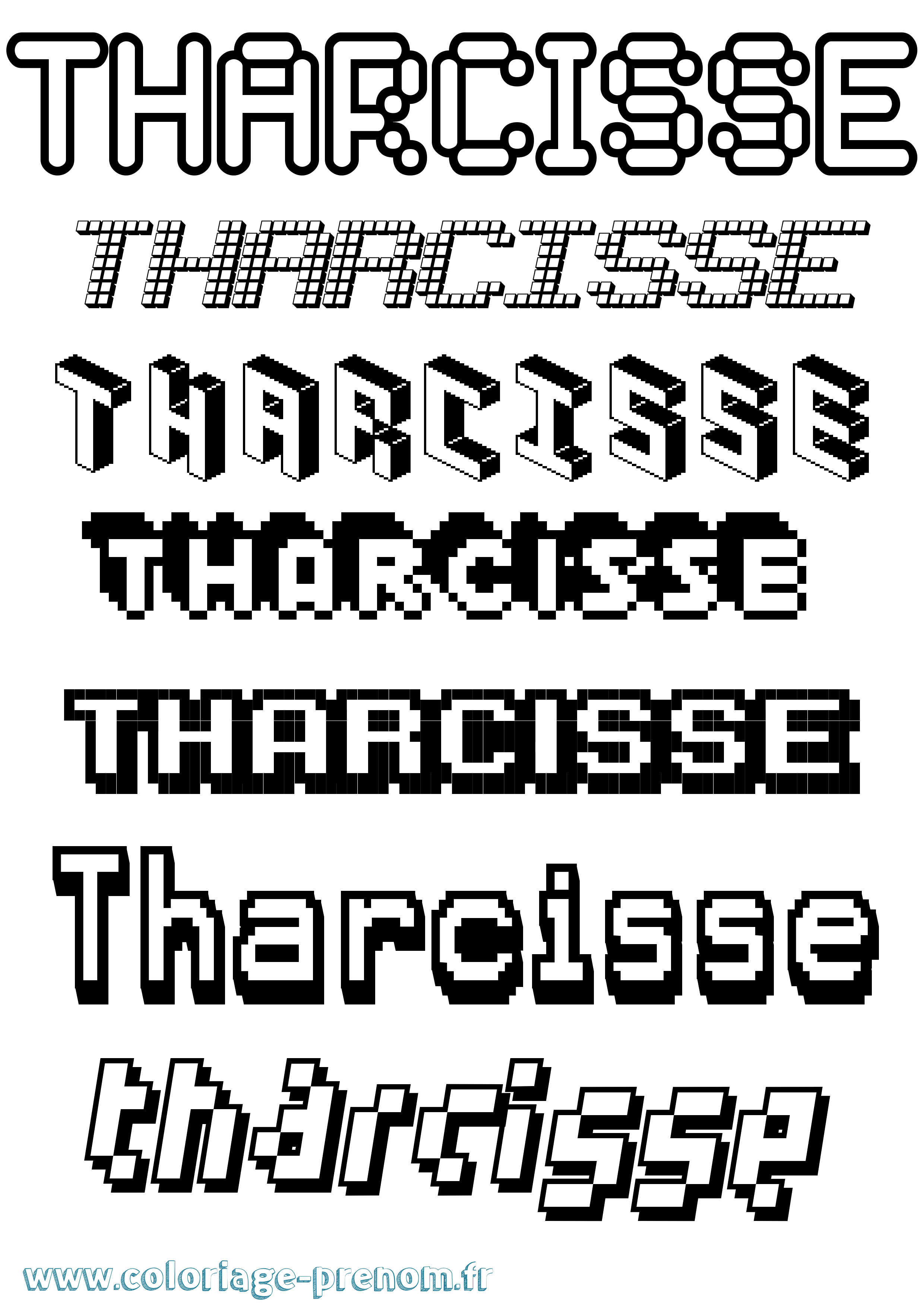 Coloriage prénom Tharcisse Pixel