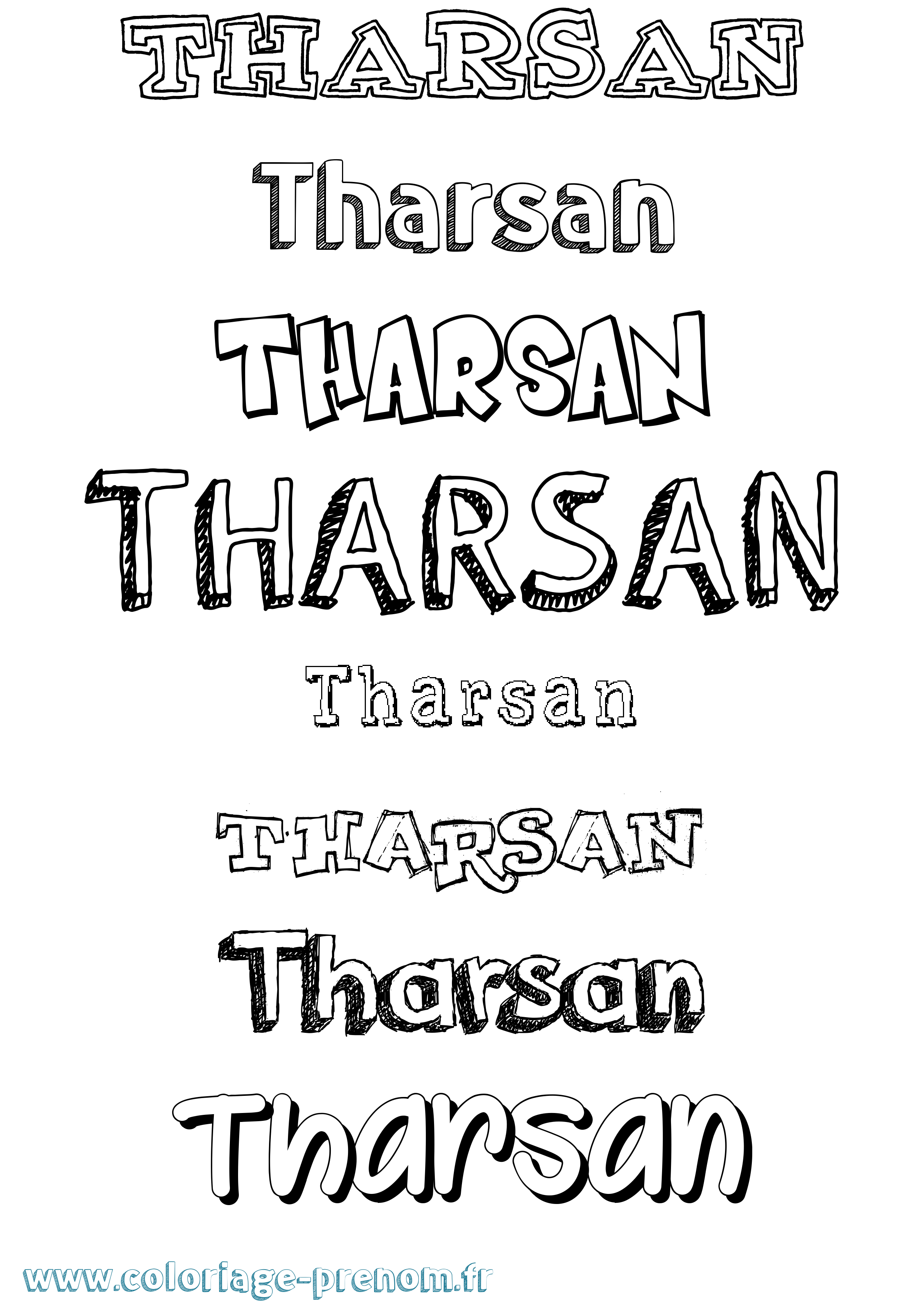 Coloriage prénom Tharsan Dessiné