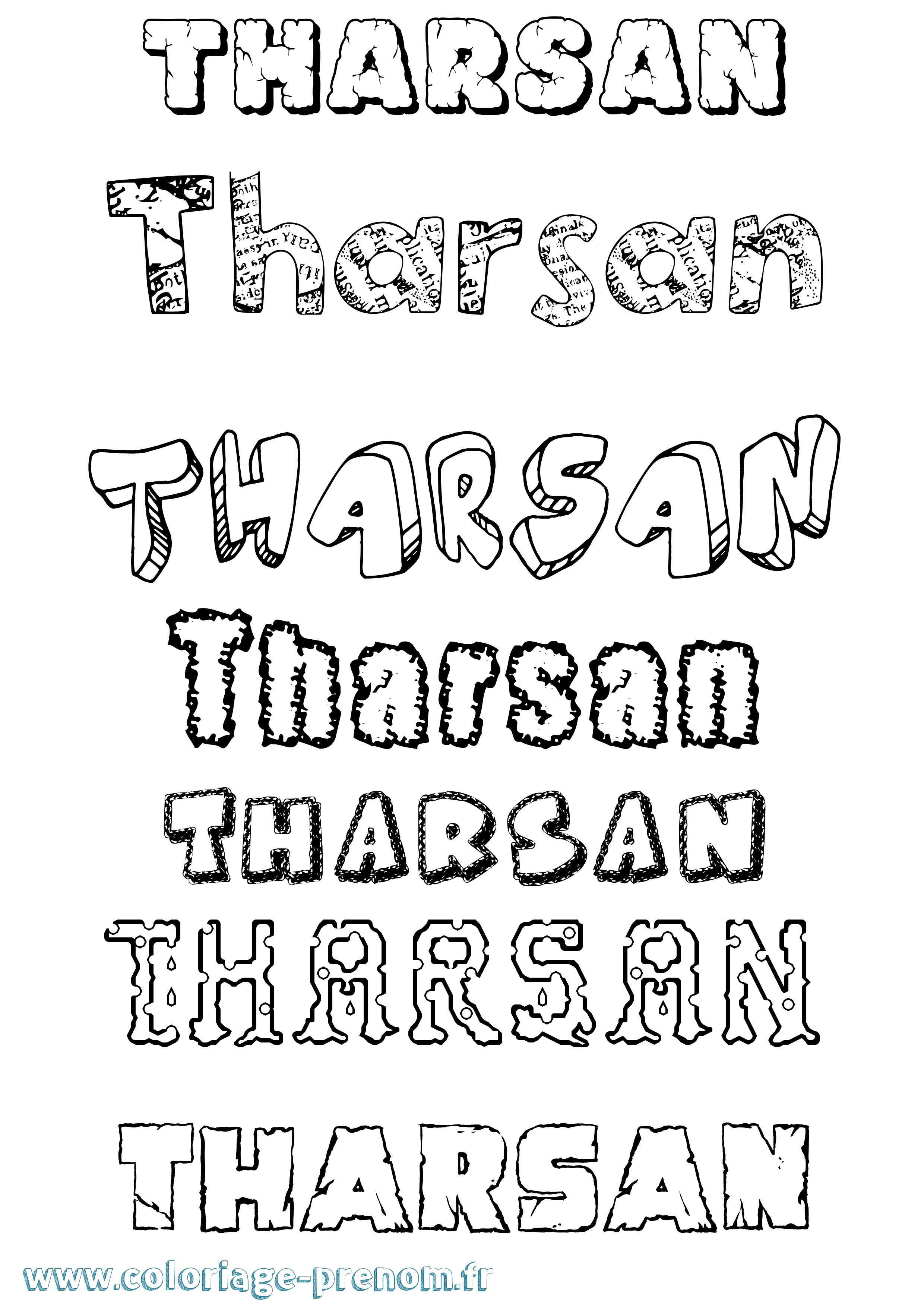 Coloriage prénom Tharsan Destructuré