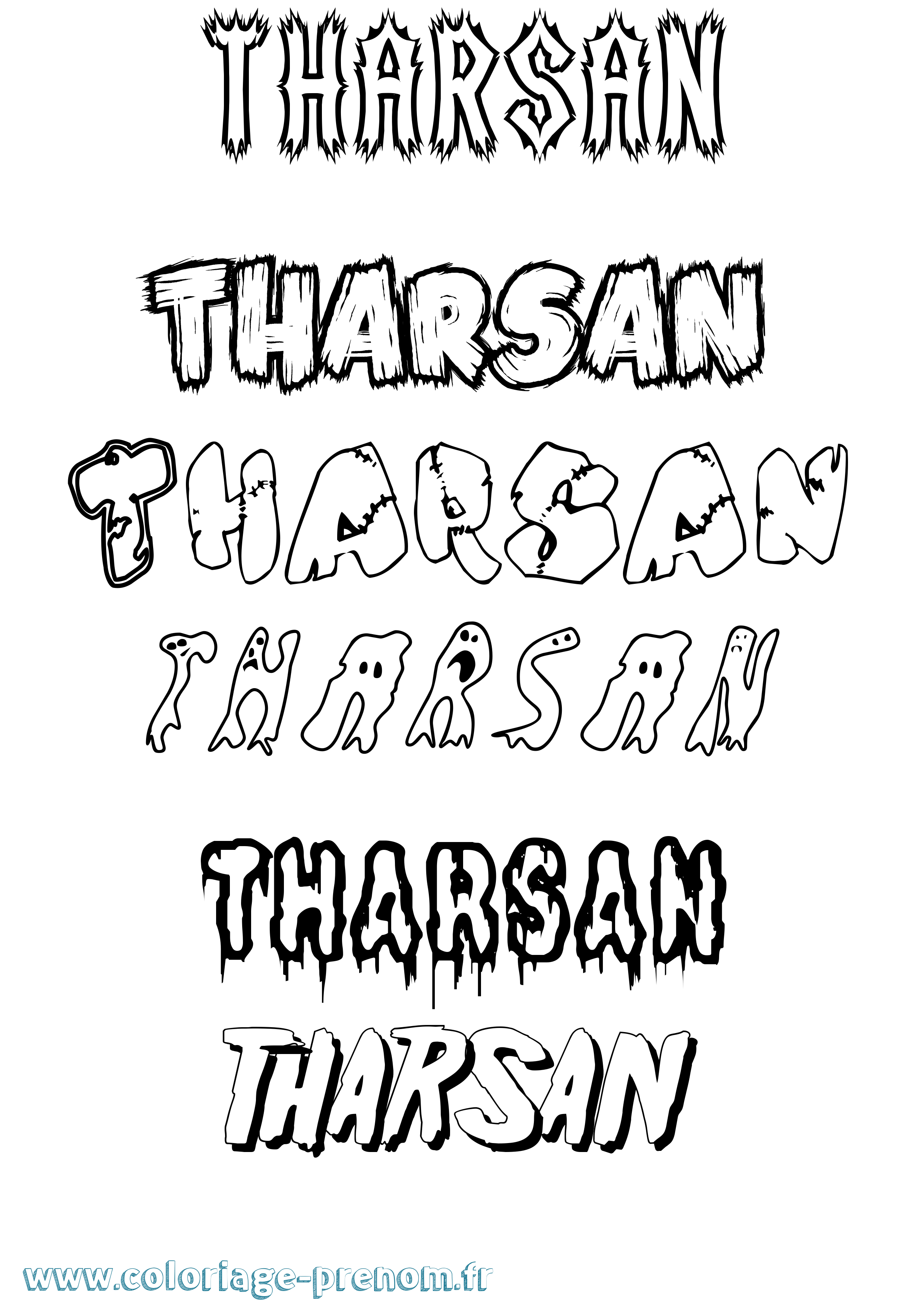 Coloriage prénom Tharsan Frisson