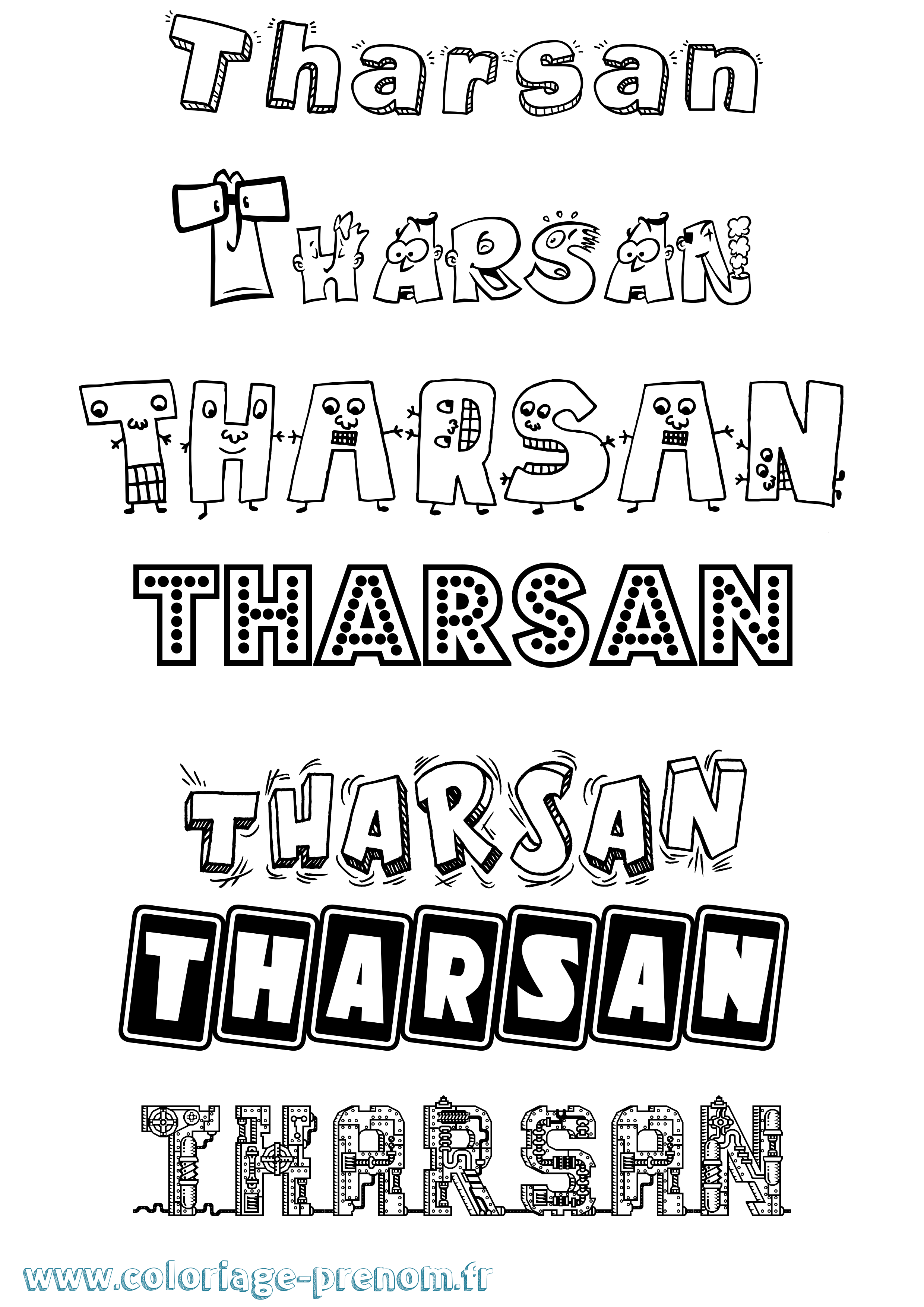 Coloriage prénom Tharsan Fun