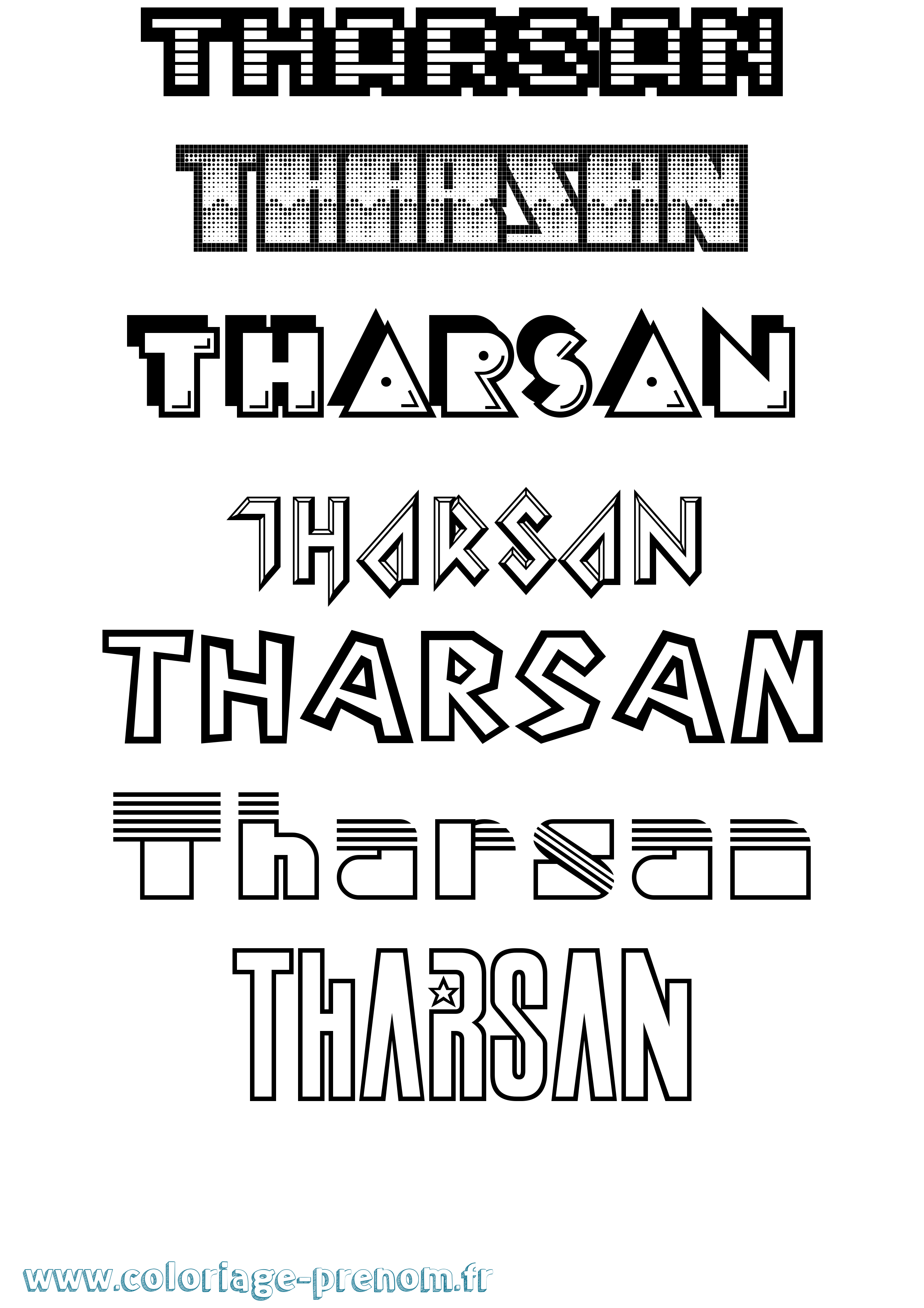 Coloriage prénom Tharsan Jeux Vidéos