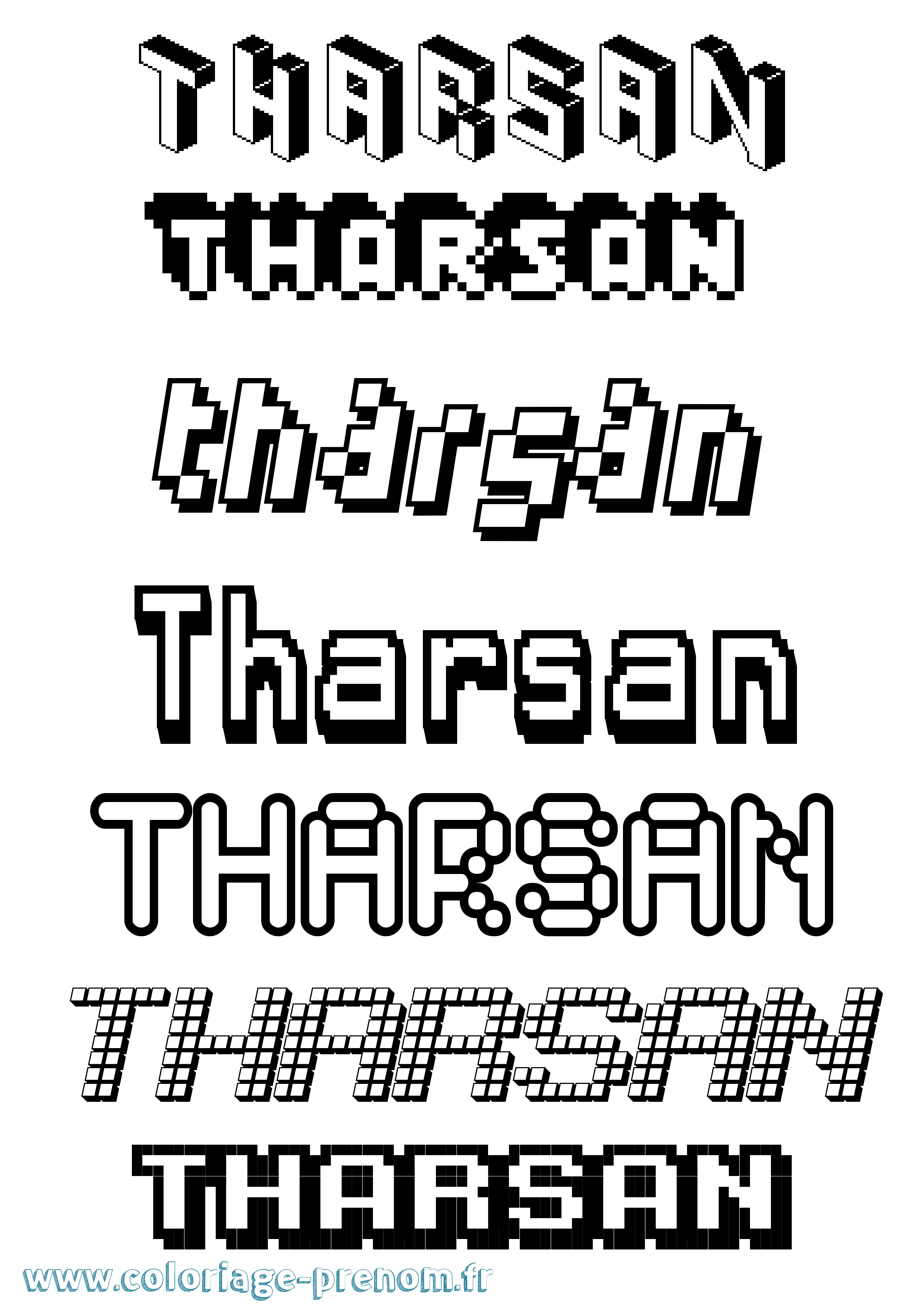 Coloriage prénom Tharsan Pixel