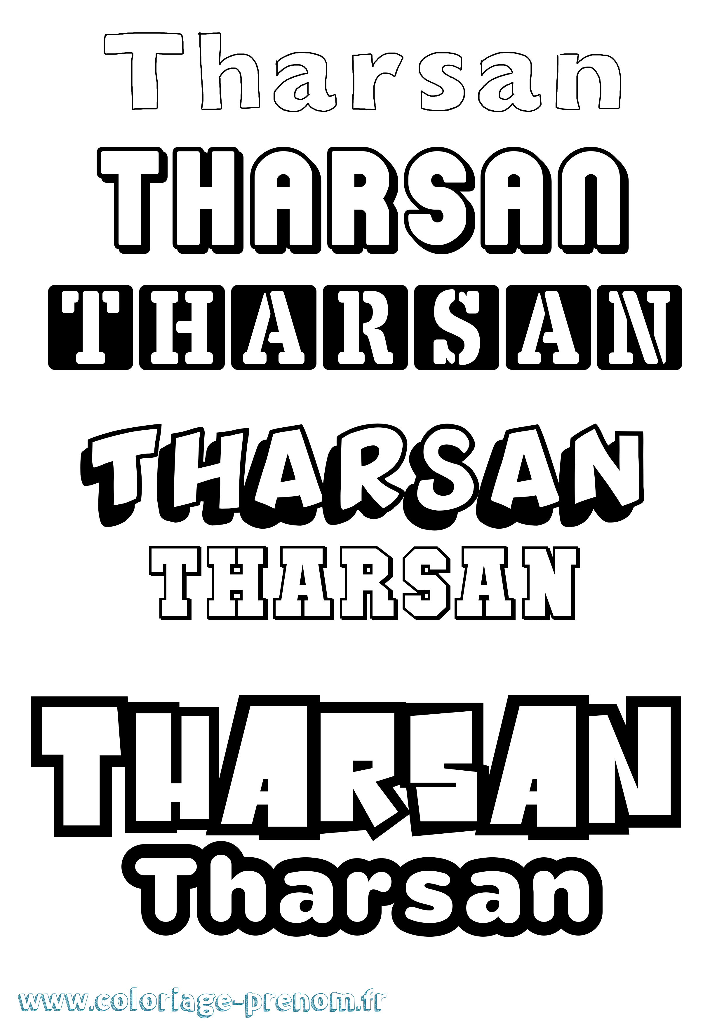 Coloriage prénom Tharsan Simple