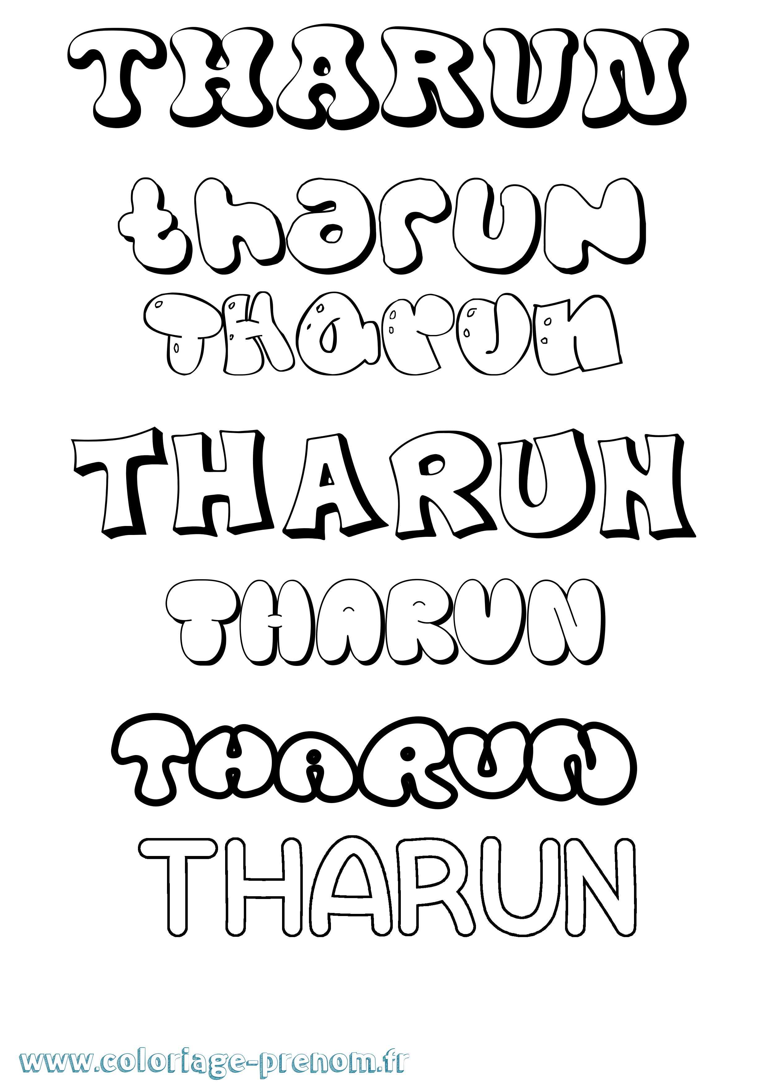 Coloriage prénom Tharun Bubble