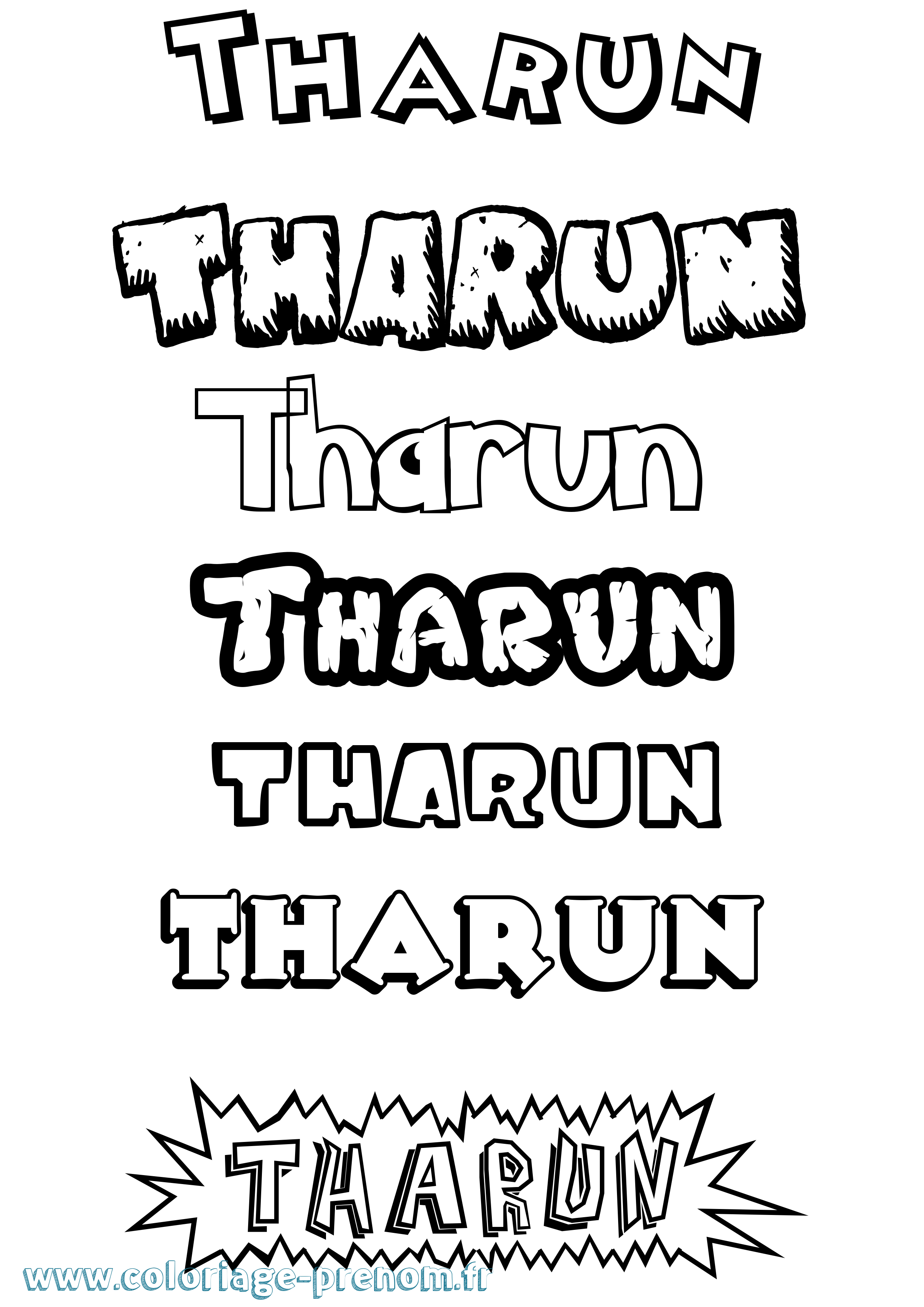 Coloriage prénom Tharun Dessin Animé