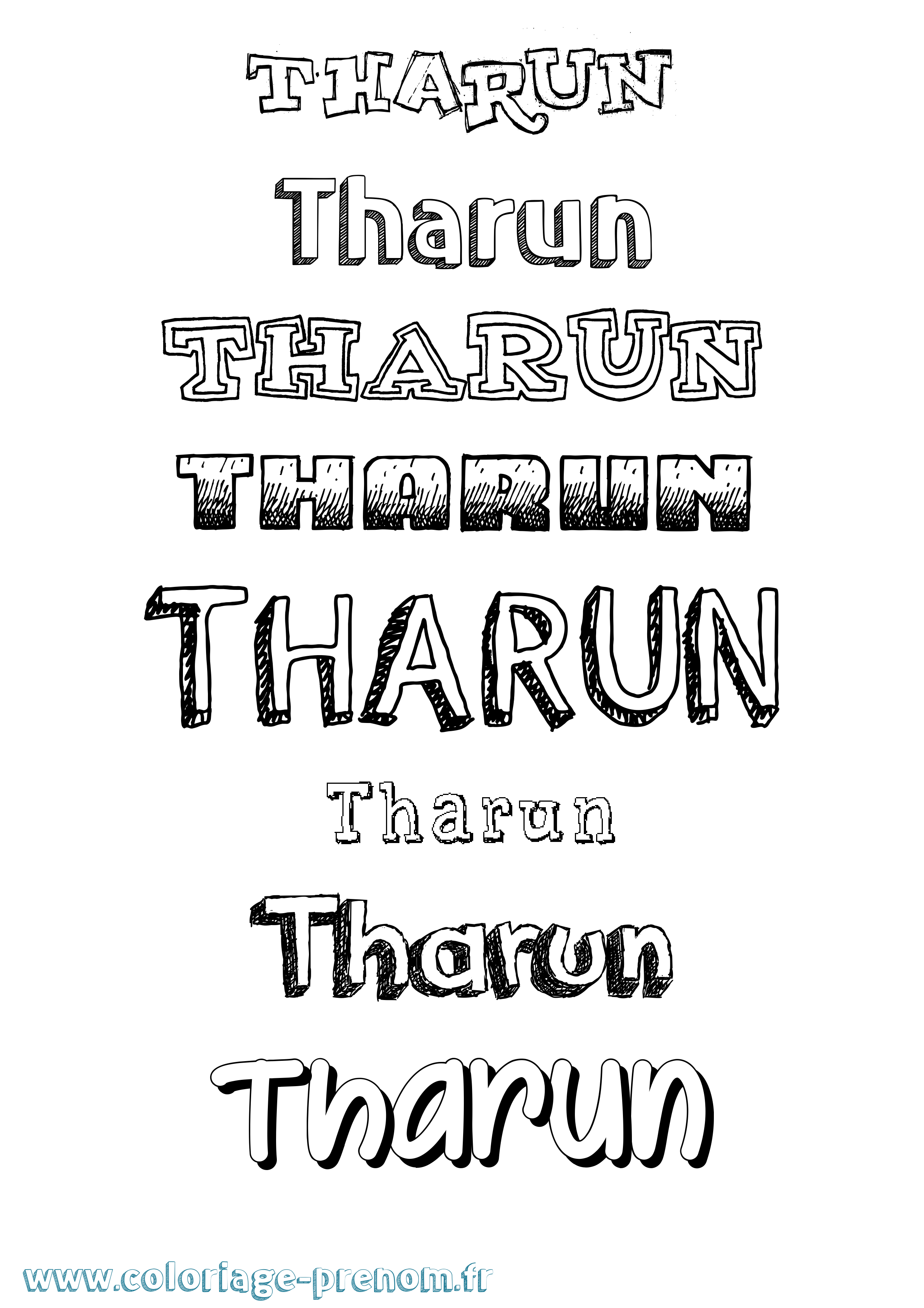 Coloriage prénom Tharun Dessiné
