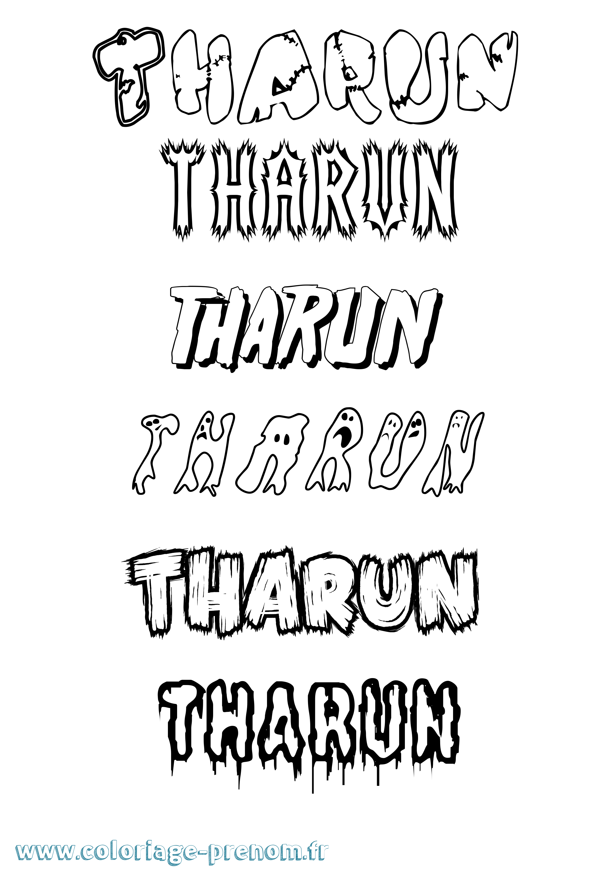 Coloriage prénom Tharun Frisson