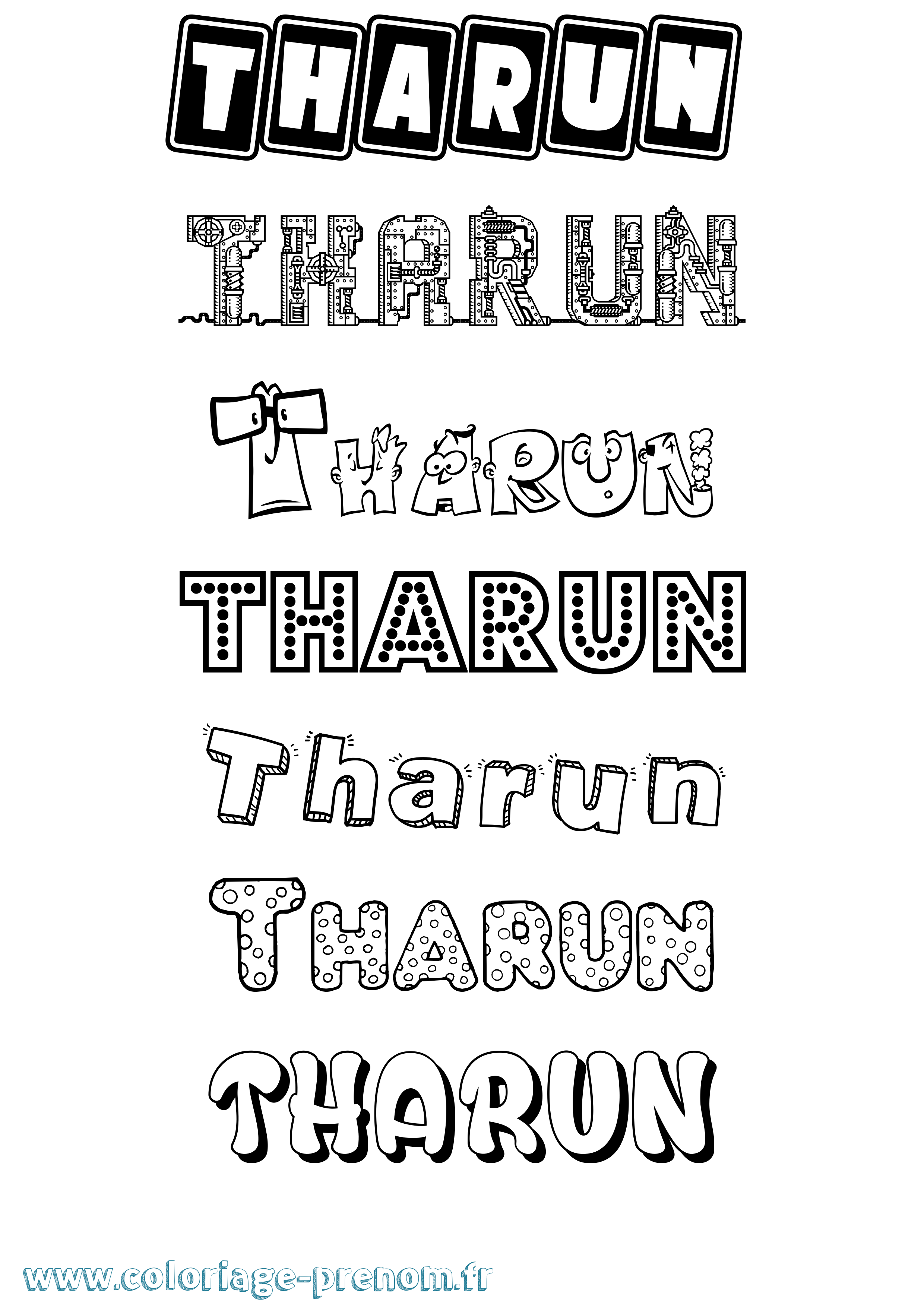 Coloriage prénom Tharun Fun