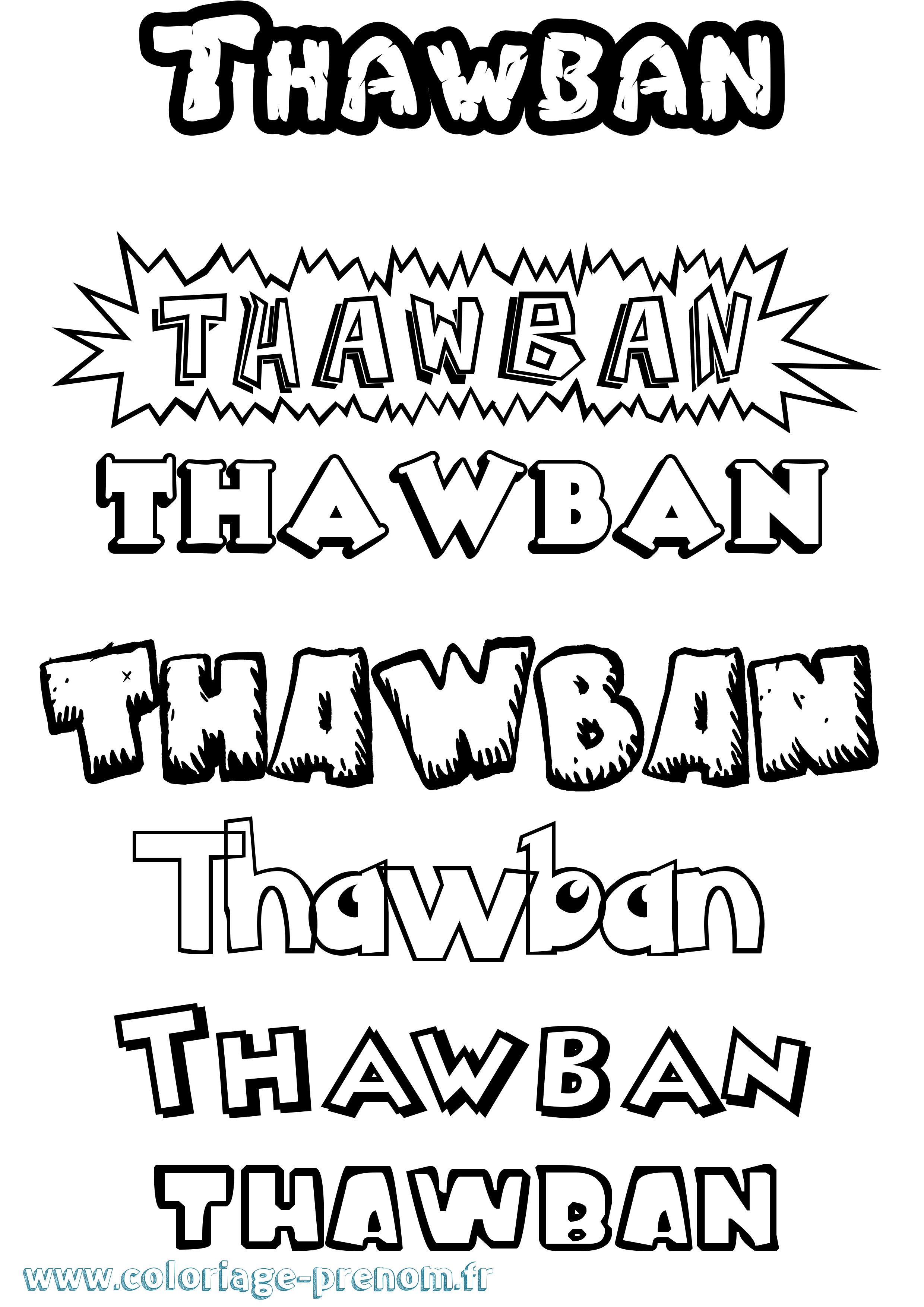 Coloriage prénom Thawban Dessin Animé