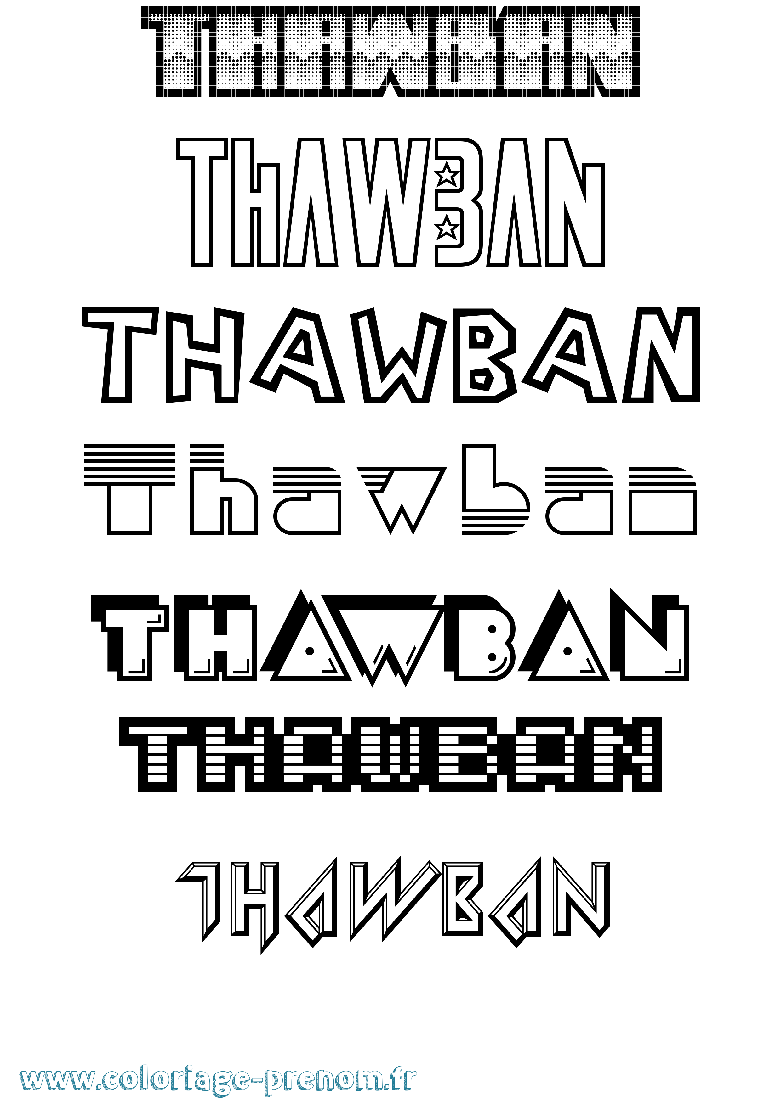 Coloriage prénom Thawban Jeux Vidéos