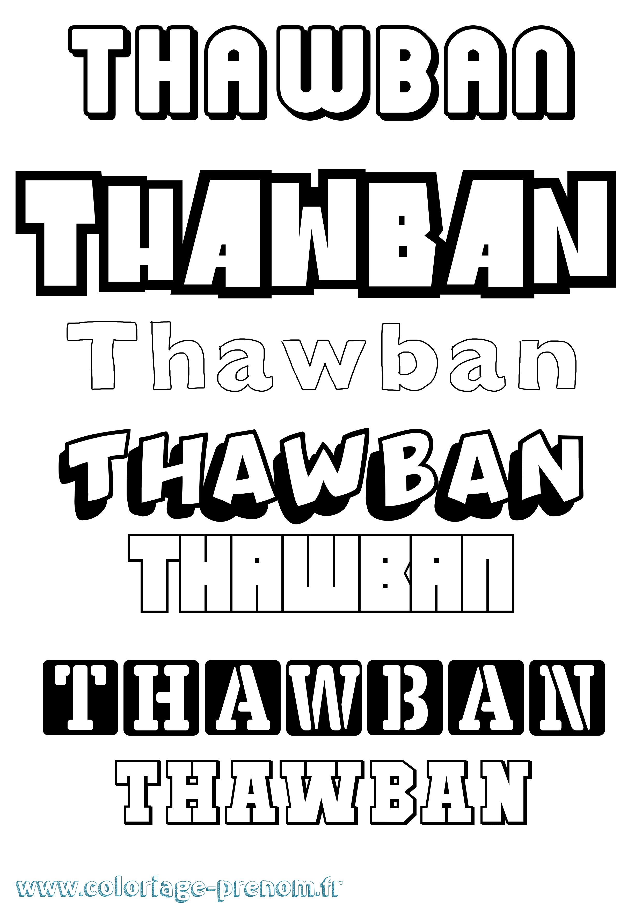 Coloriage prénom Thawban Simple