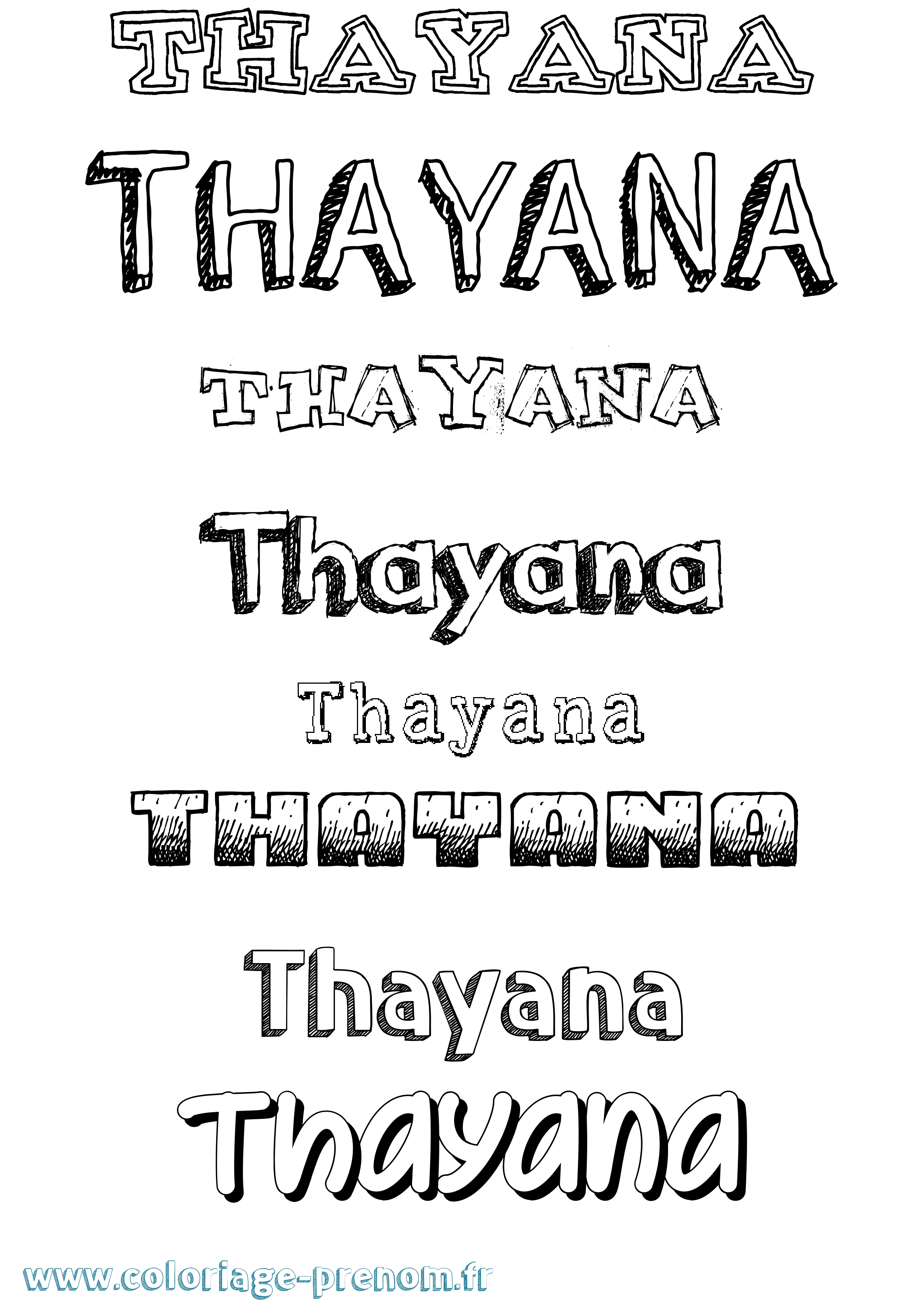 Coloriage prénom Thayana Dessiné