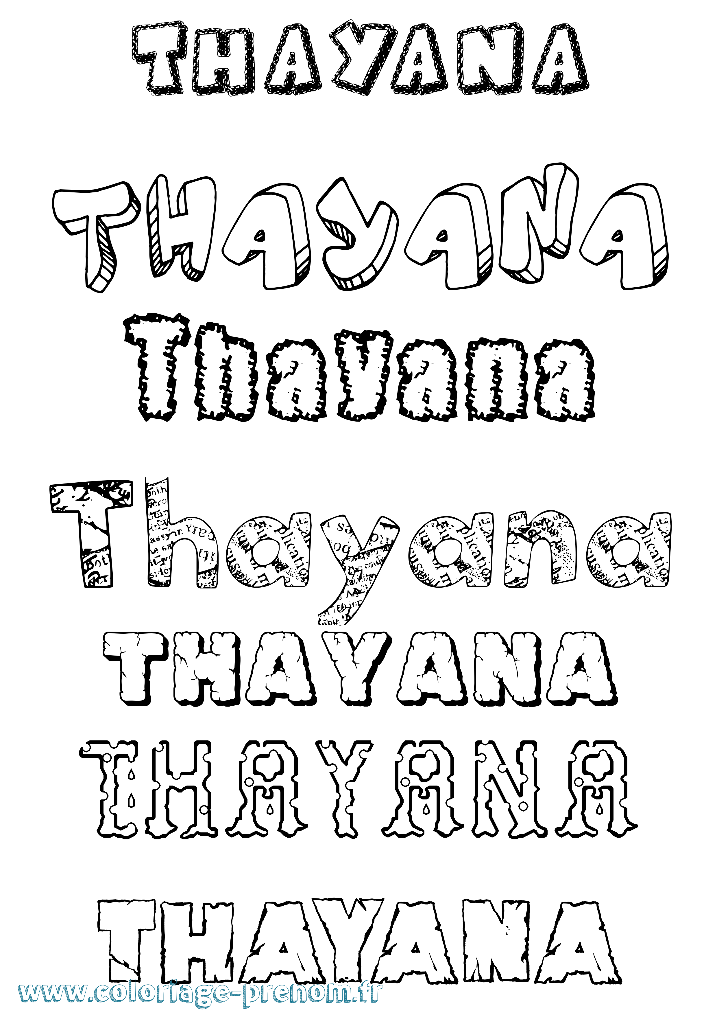 Coloriage prénom Thayana Destructuré
