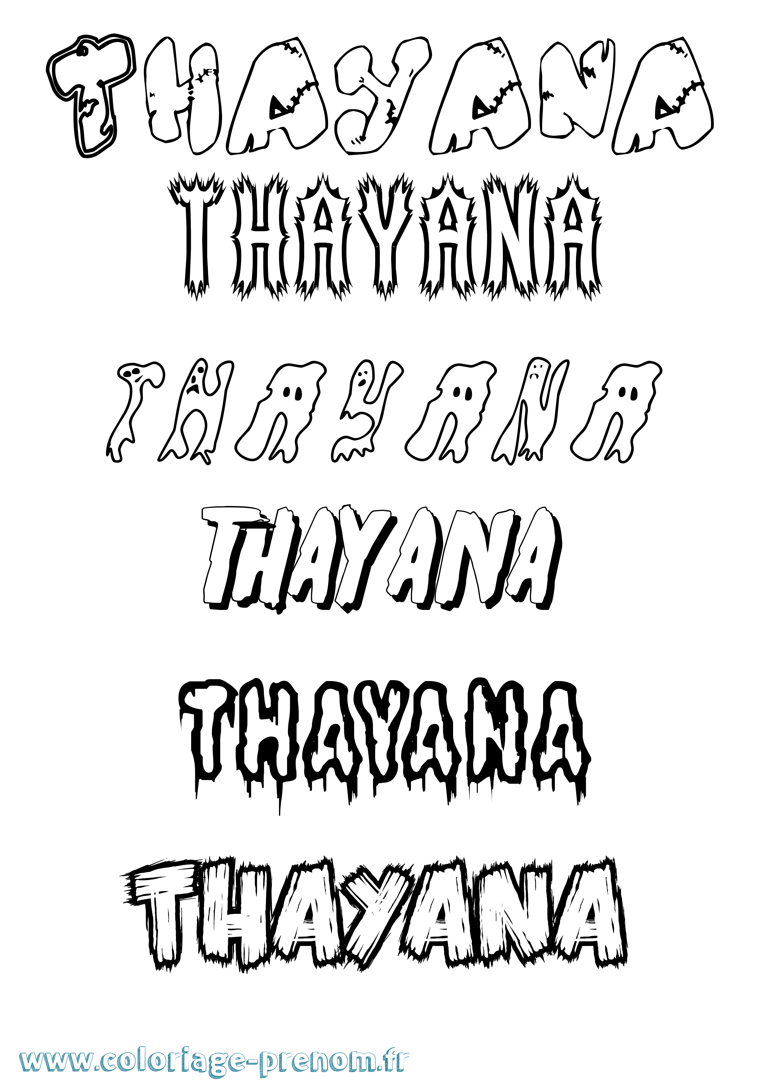 Coloriage prénom Thayana Frisson