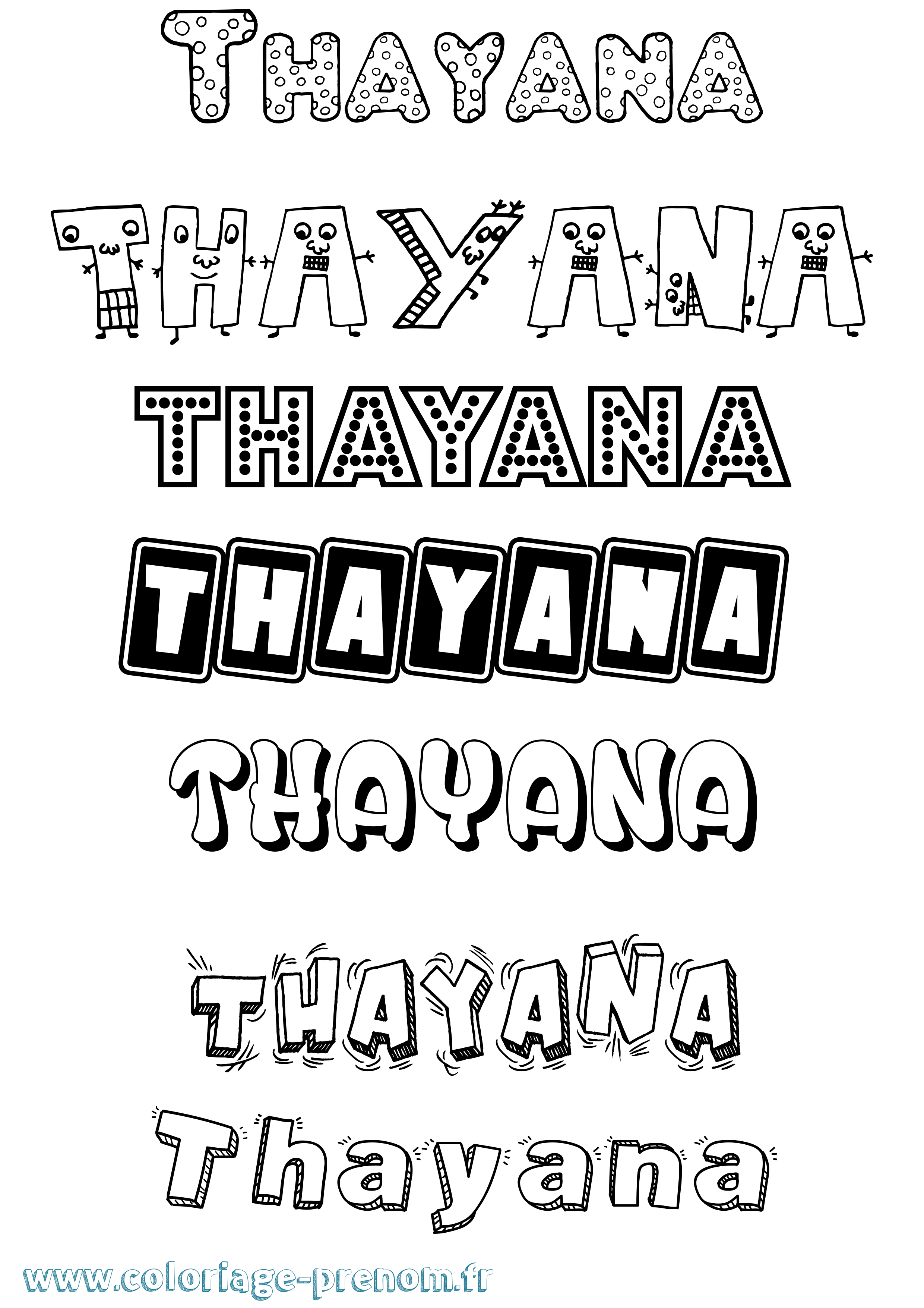 Coloriage prénom Thayana Fun