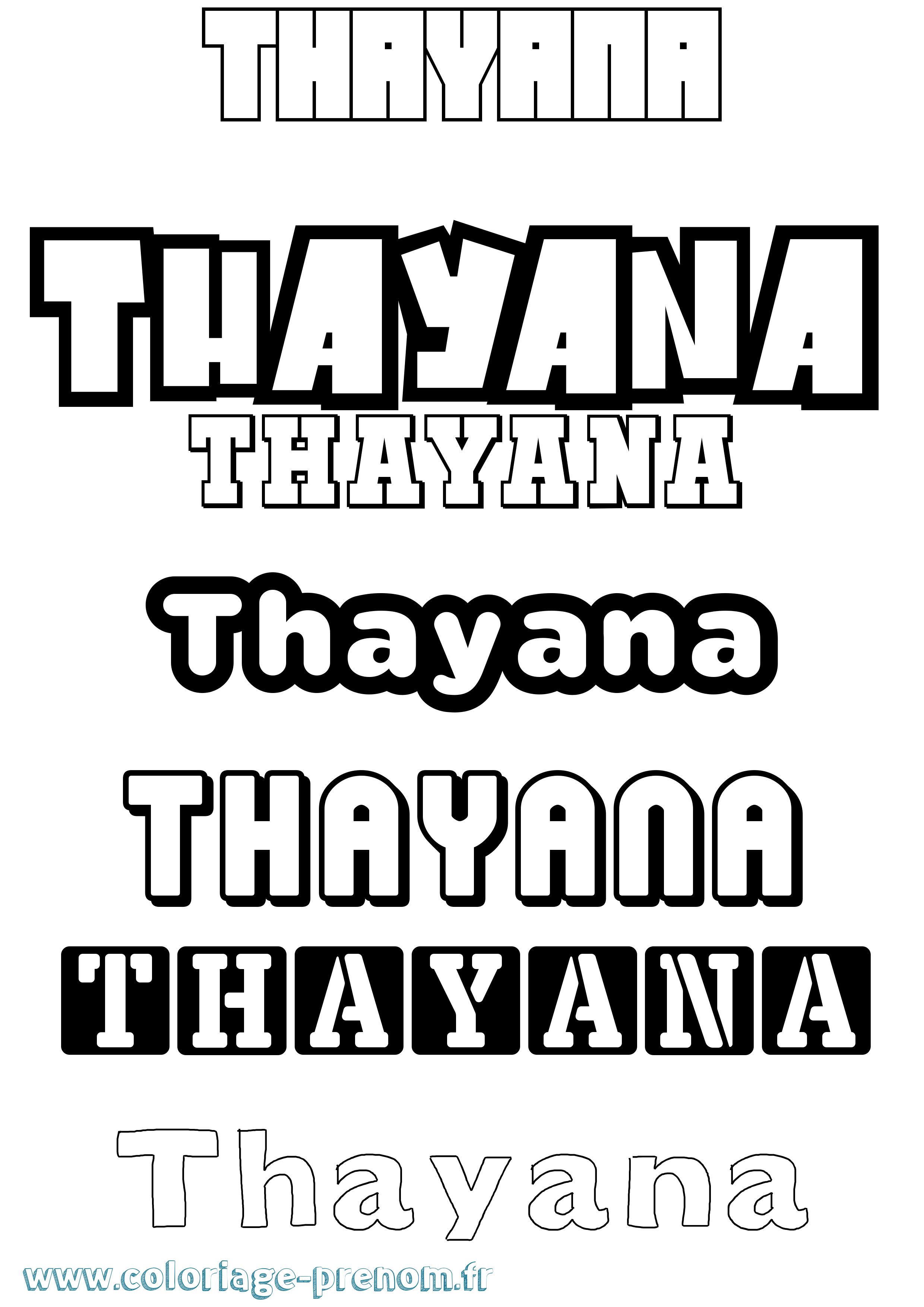Coloriage prénom Thayana Simple