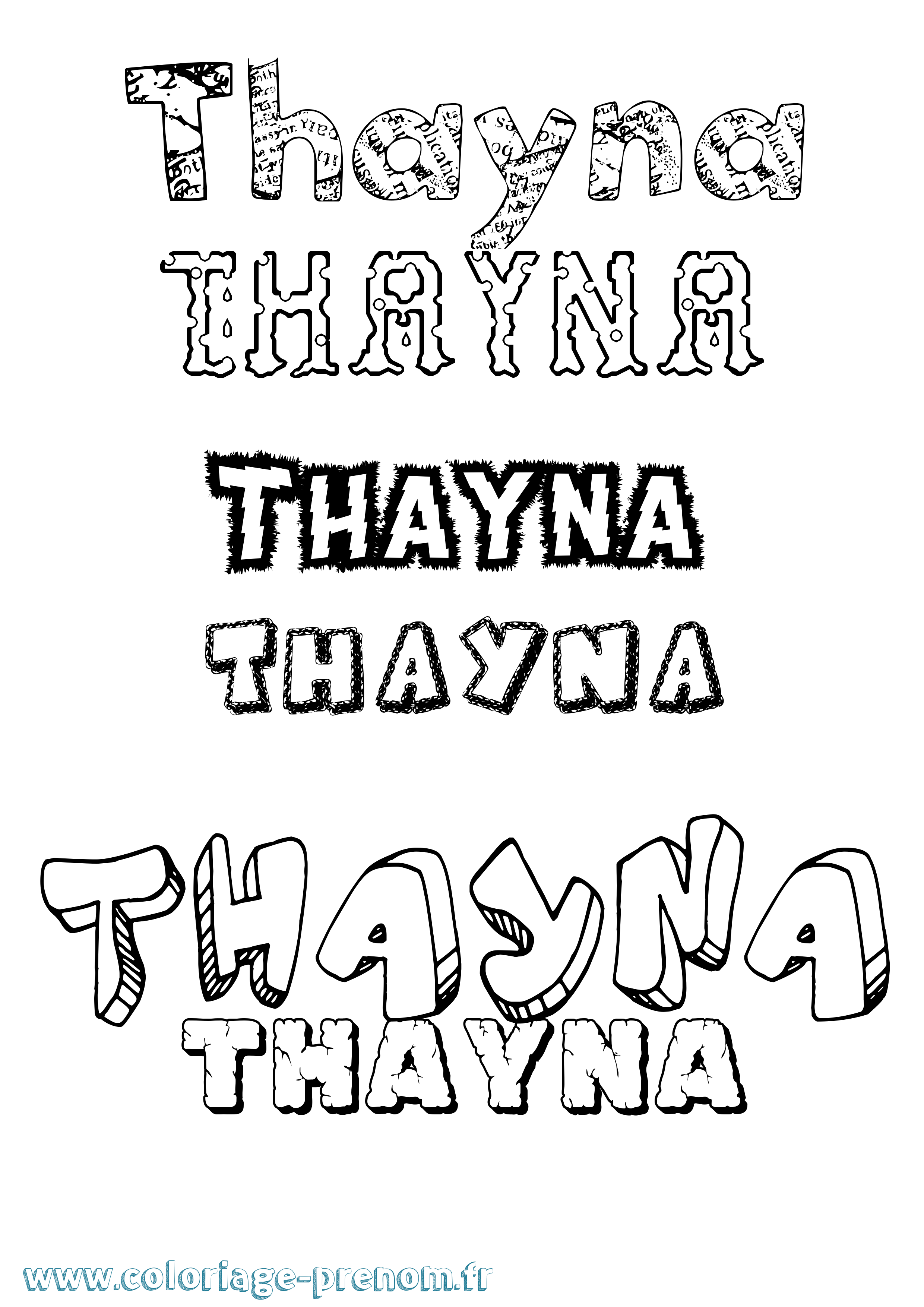 Coloriage prénom Thayna Destructuré