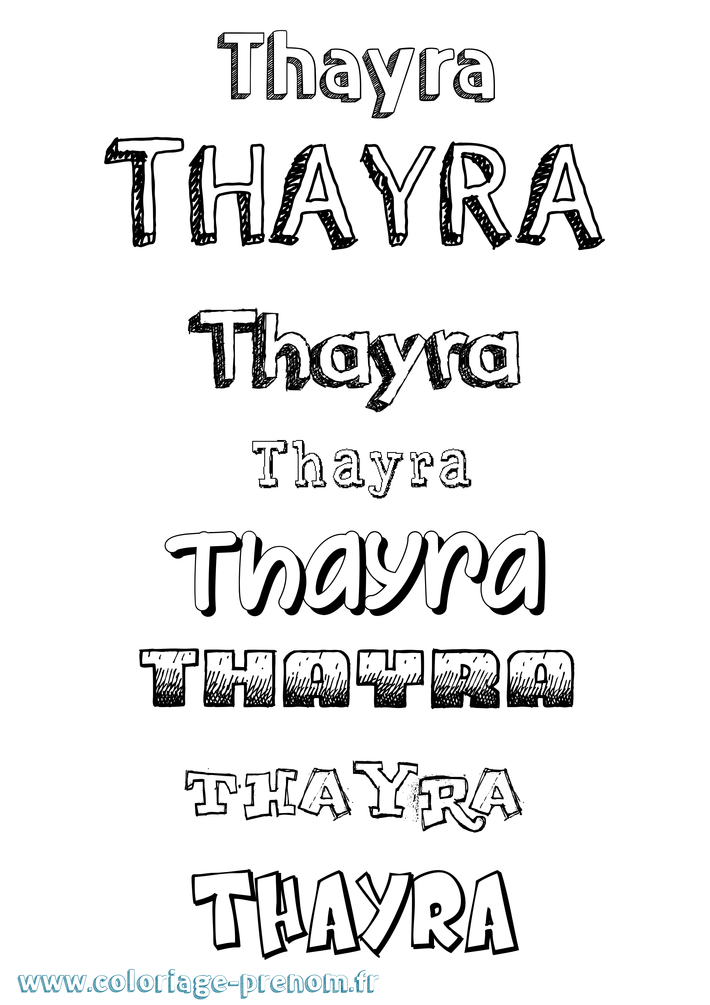 Coloriage prénom Thayra Dessiné