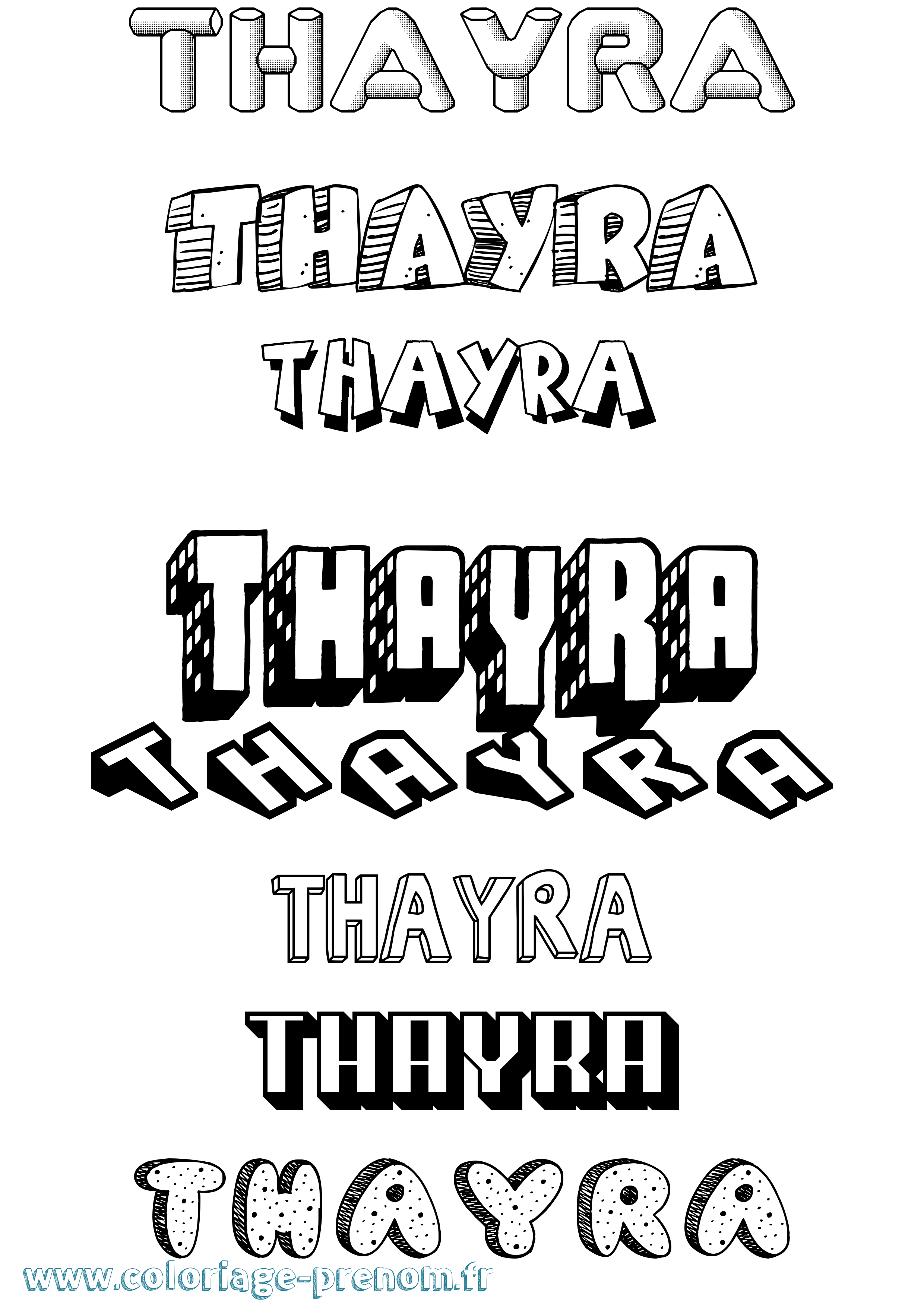 Coloriage prénom Thayra Effet 3D