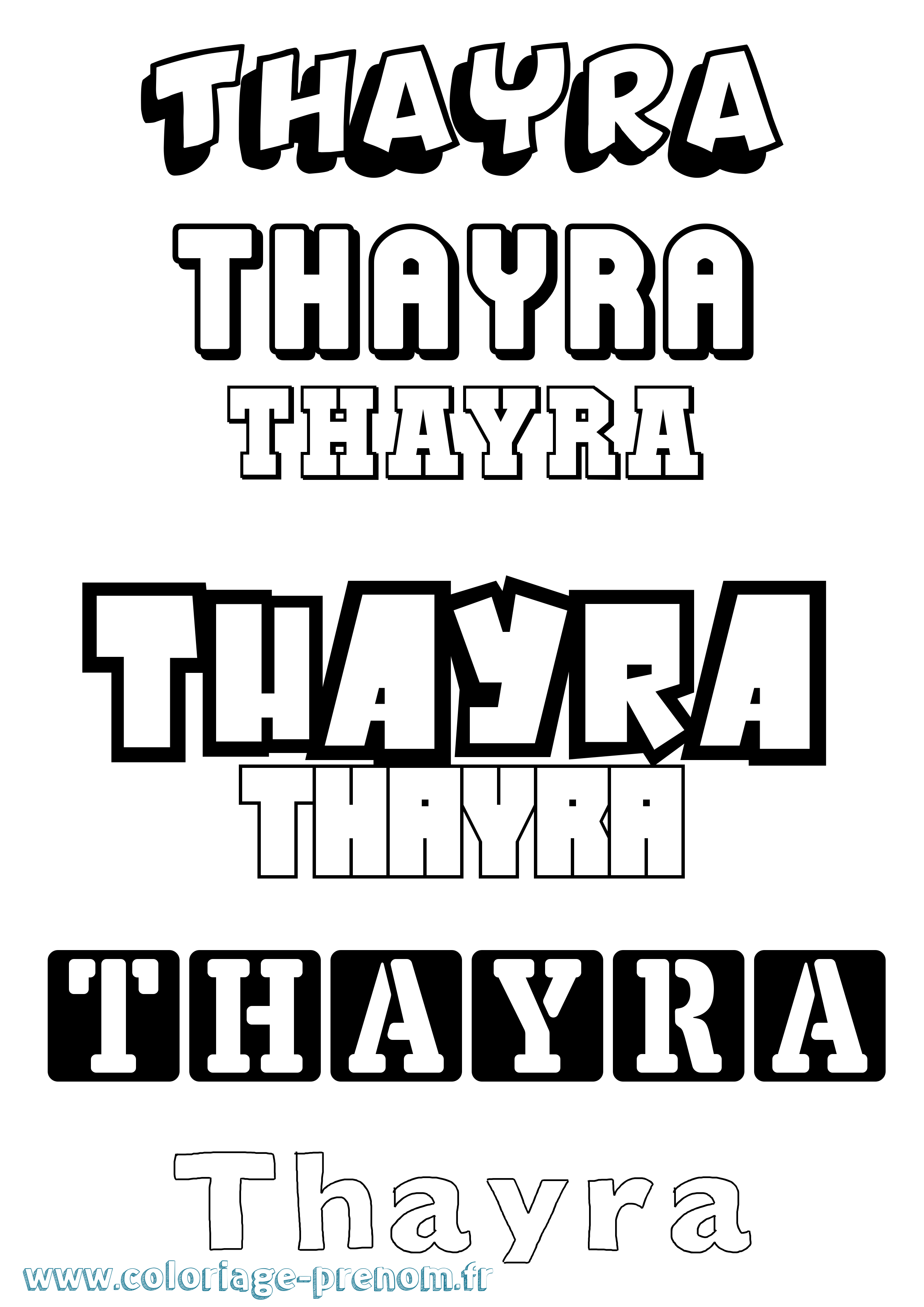Coloriage prénom Thayra Simple