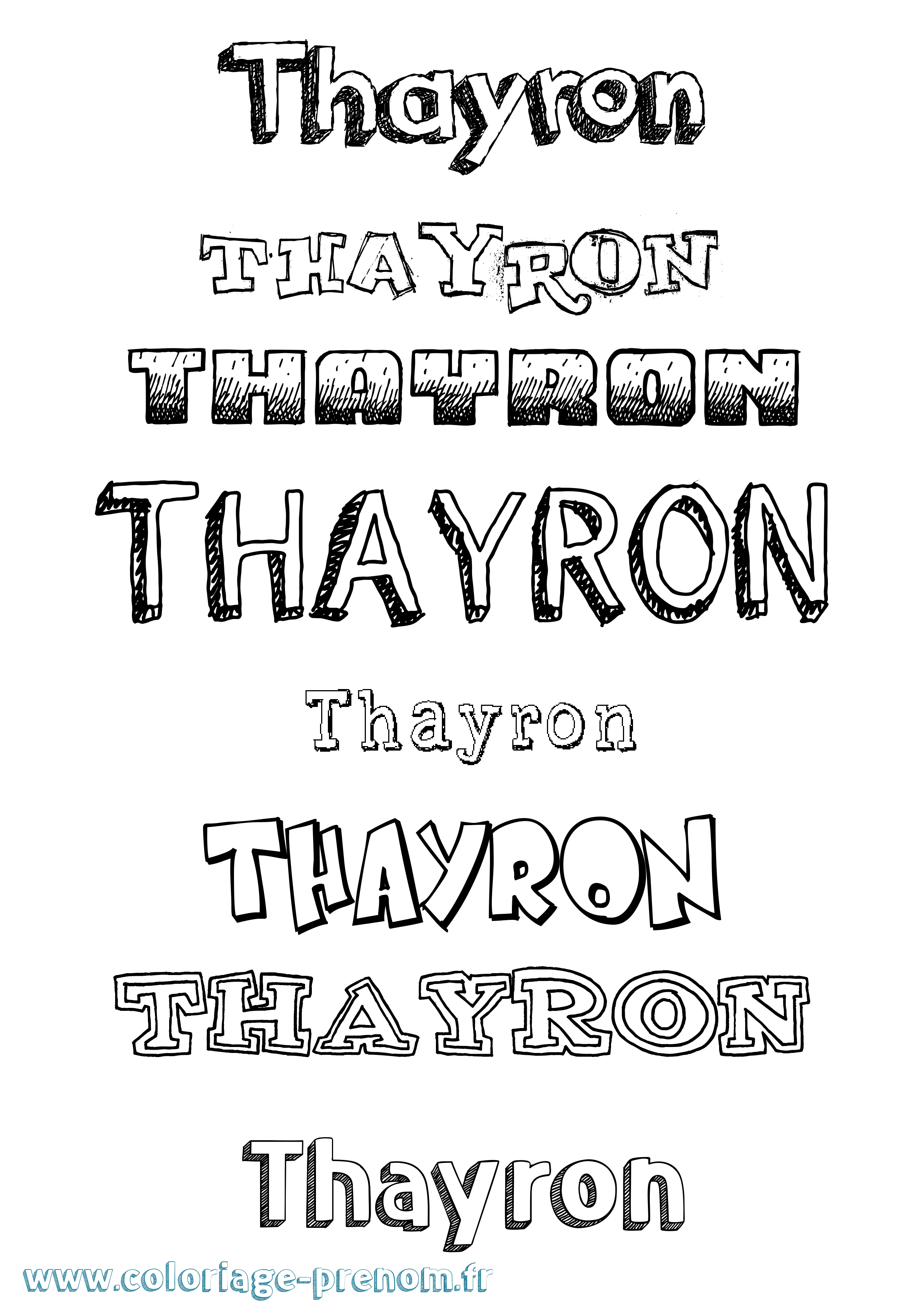 Coloriage prénom Thayron Dessiné