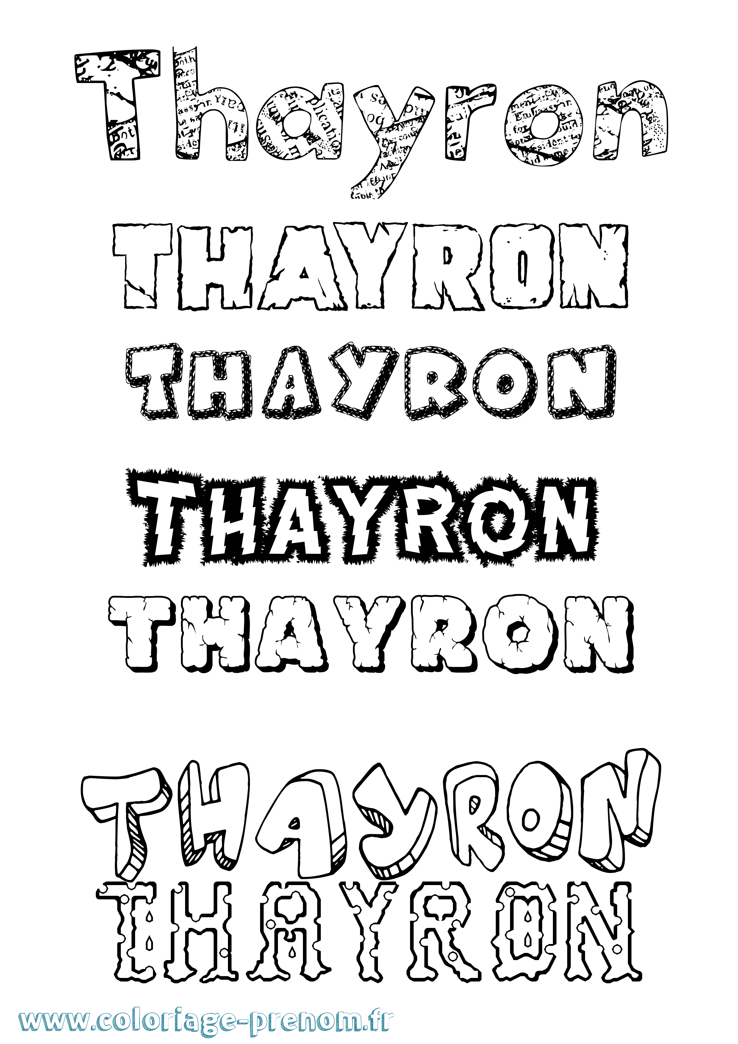 Coloriage prénom Thayron Destructuré