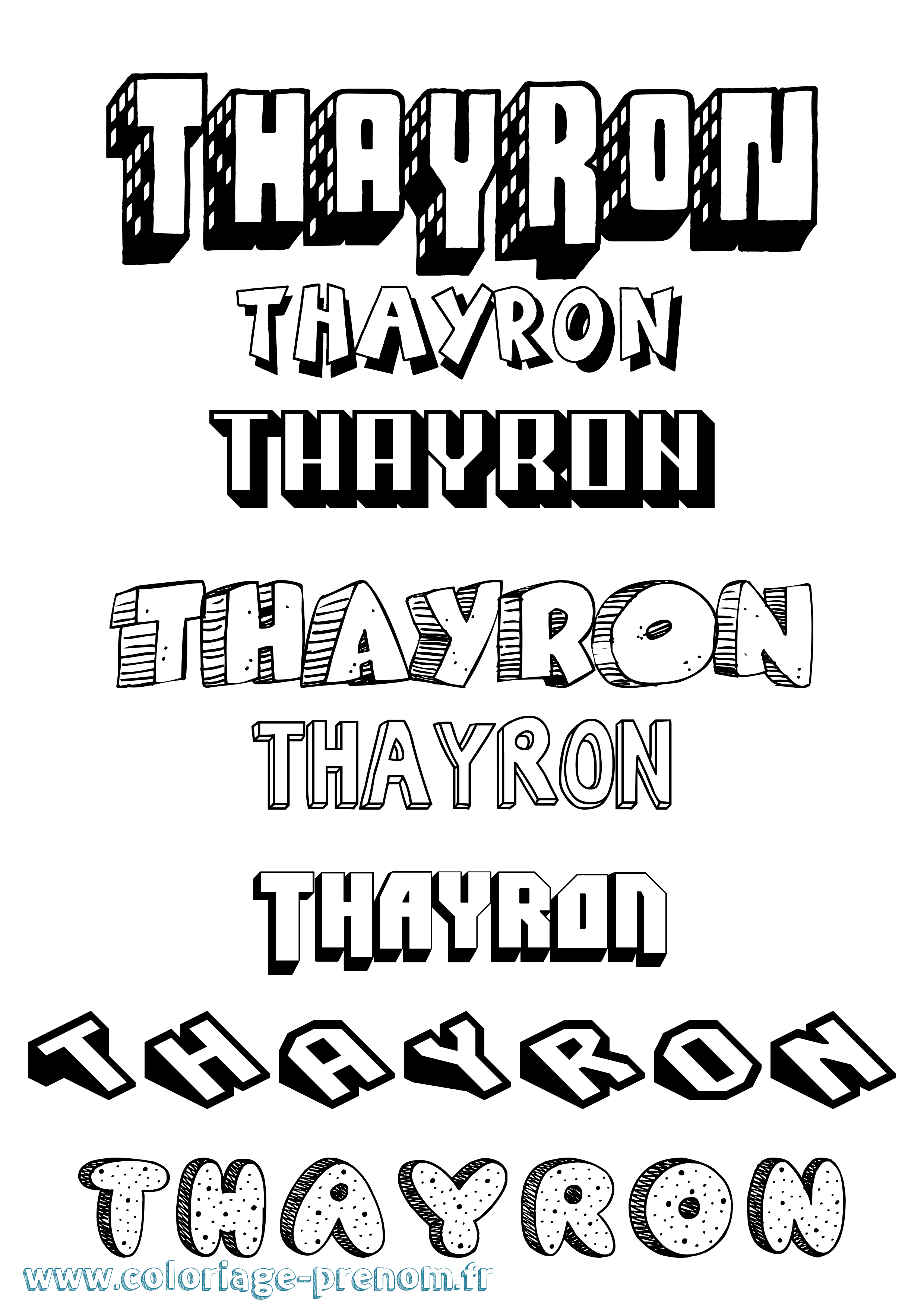 Coloriage prénom Thayron Effet 3D