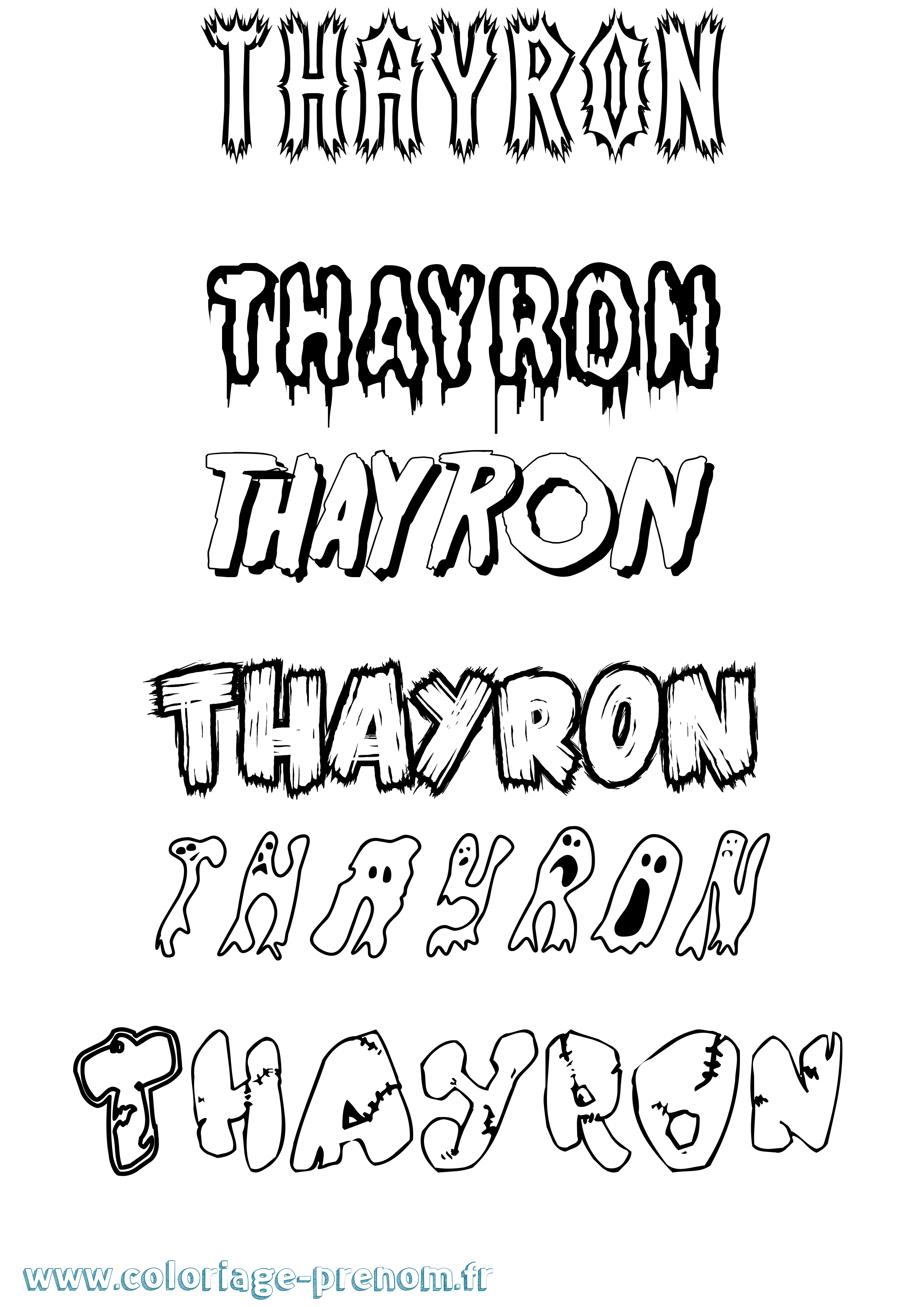 Coloriage prénom Thayron Frisson