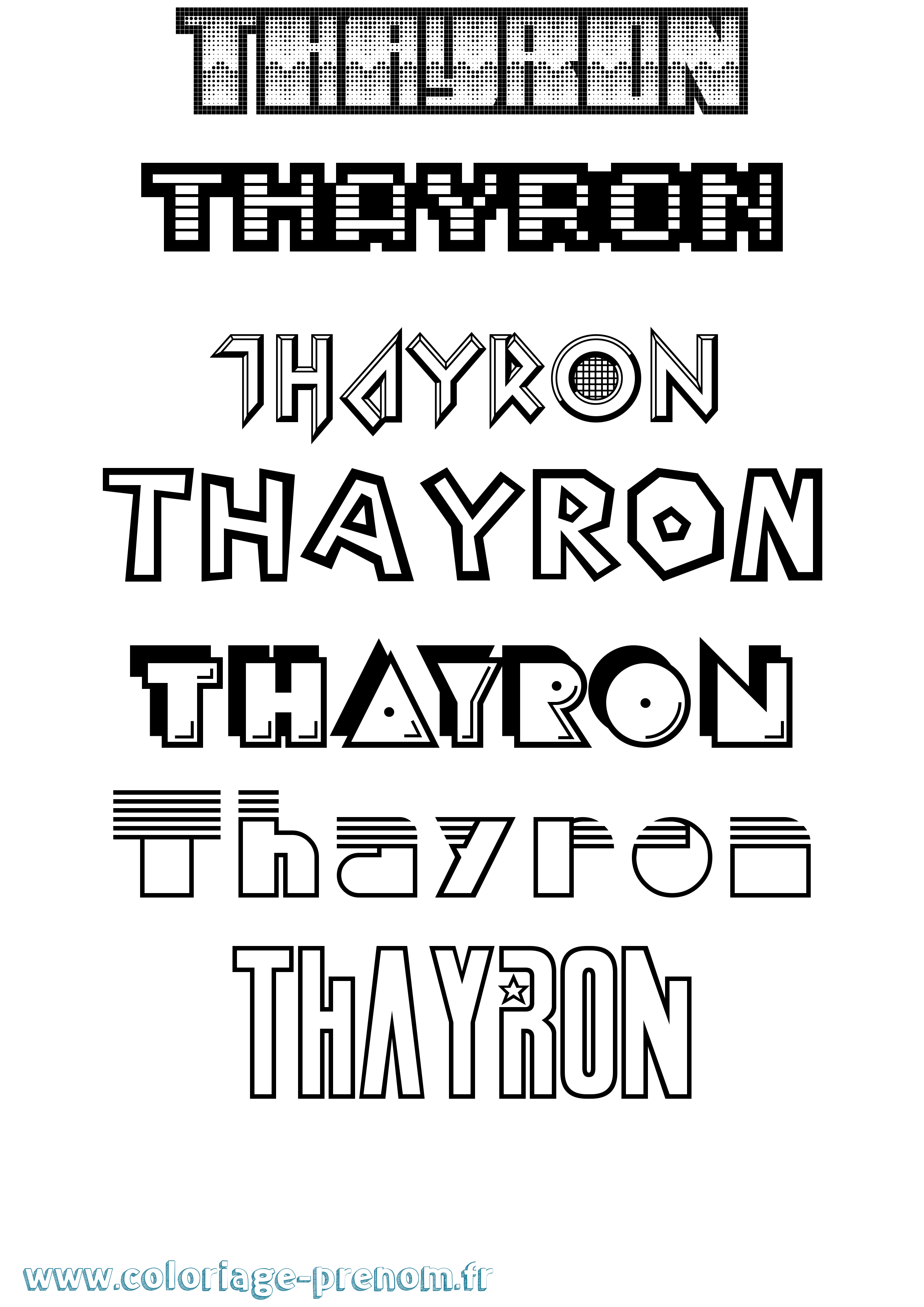 Coloriage prénom Thayron Jeux Vidéos