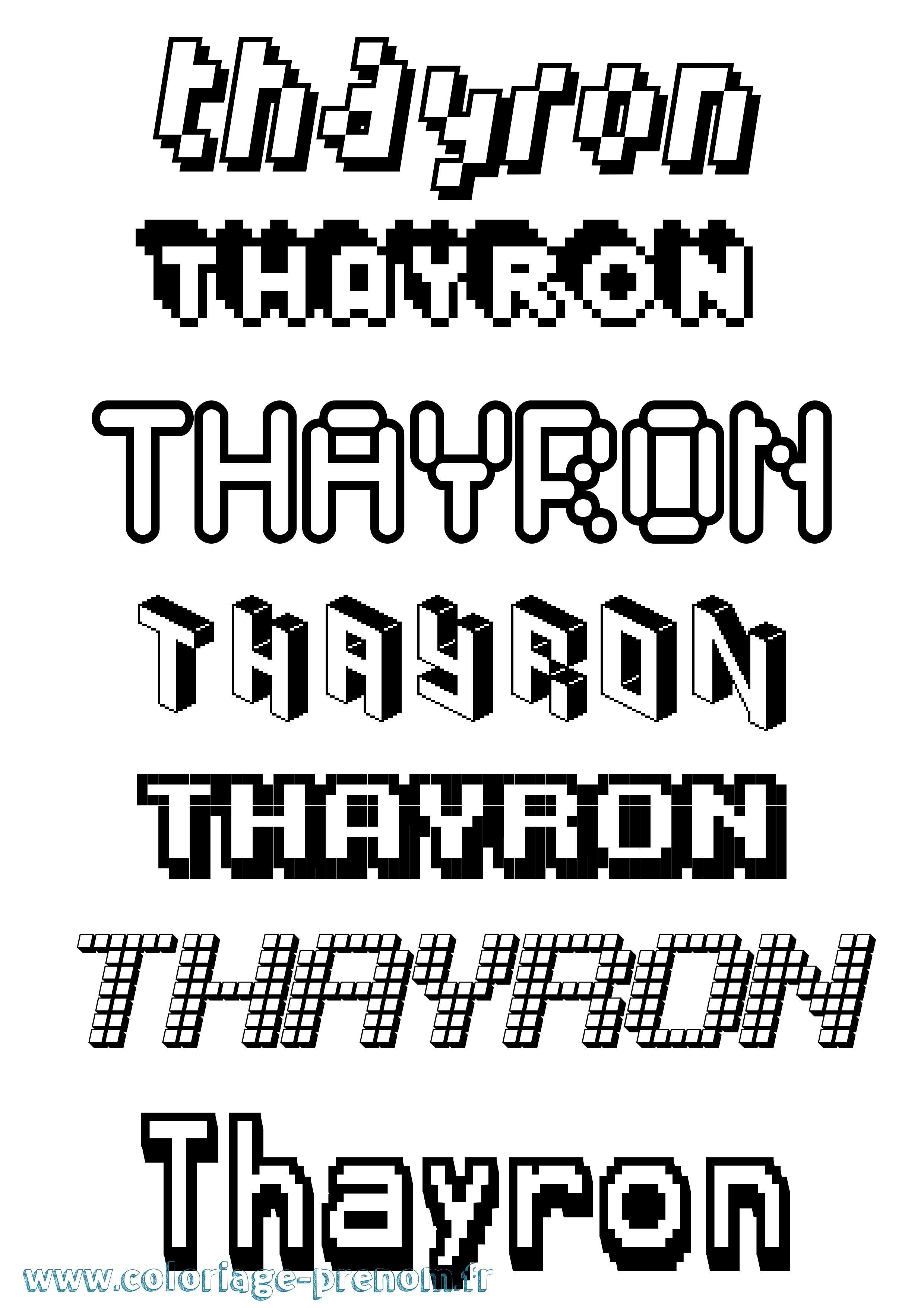 Coloriage prénom Thayron Pixel