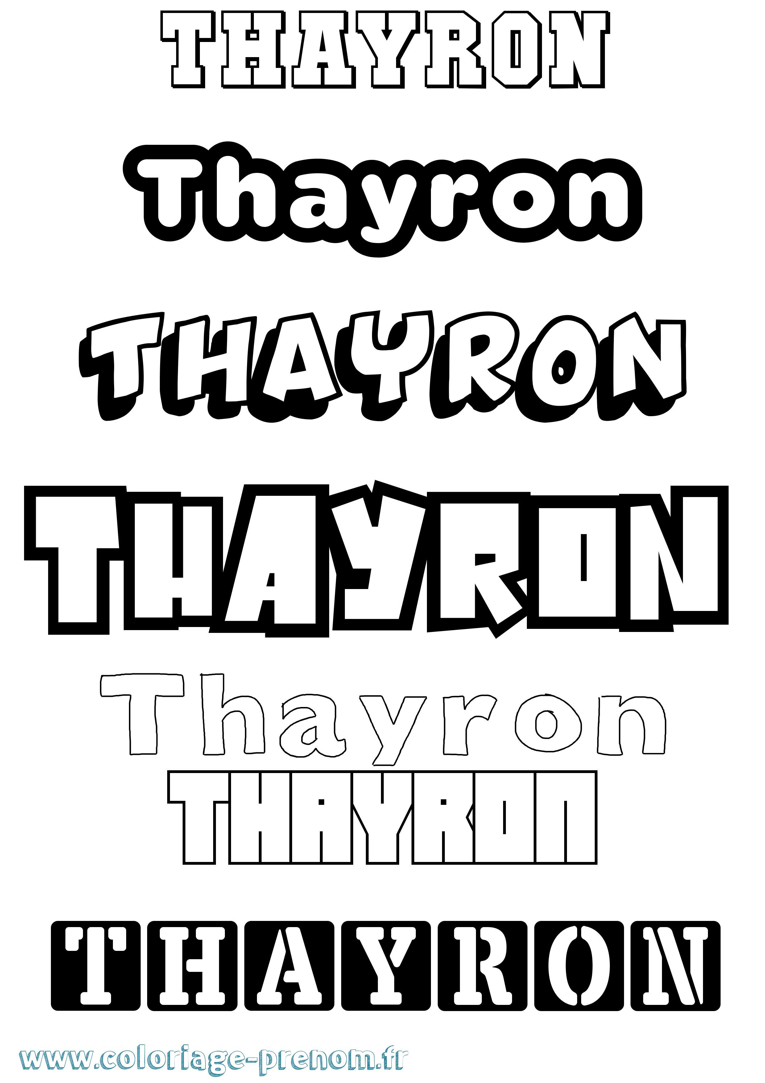 Coloriage prénom Thayron Simple