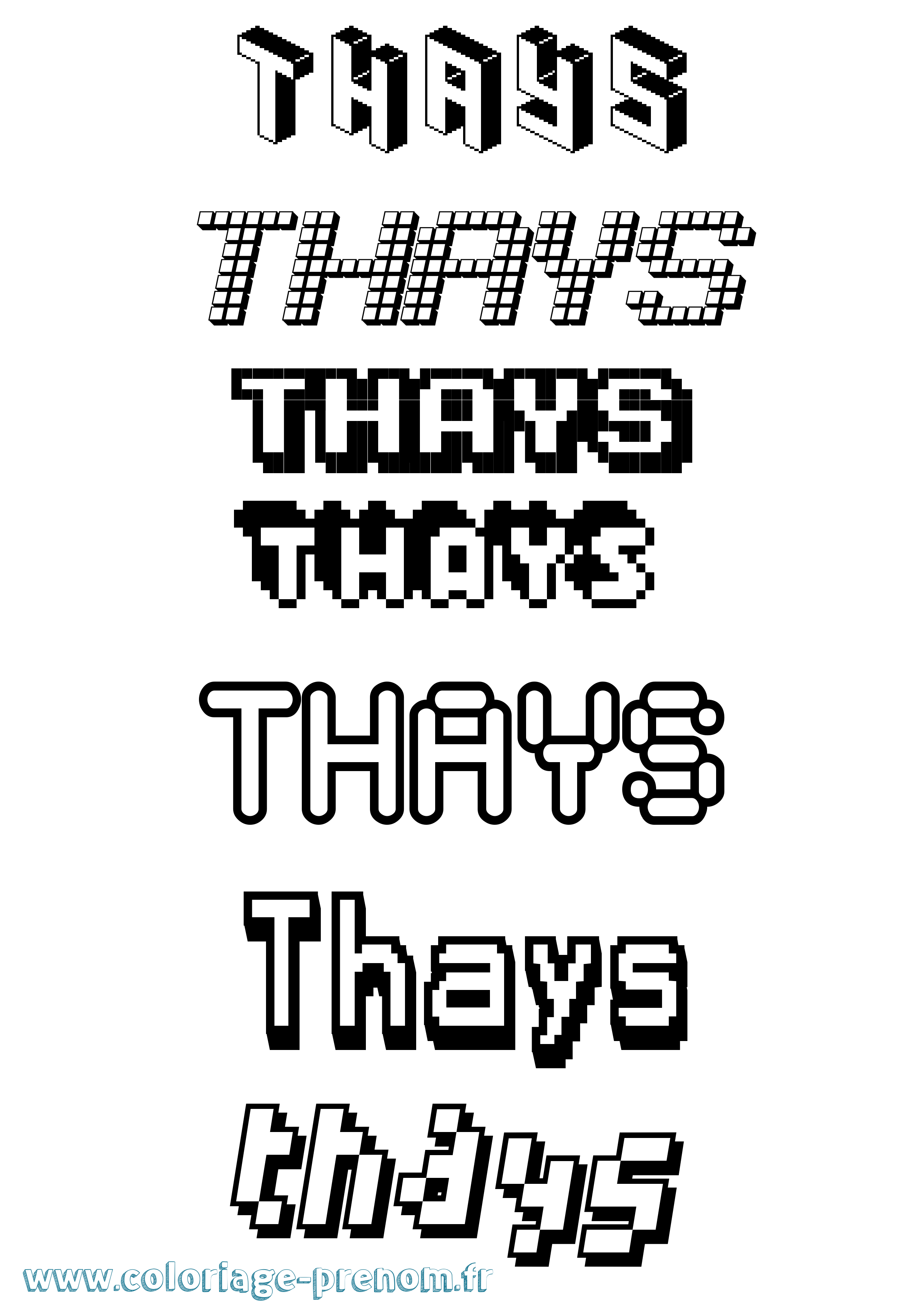 Coloriage prénom Thays Pixel