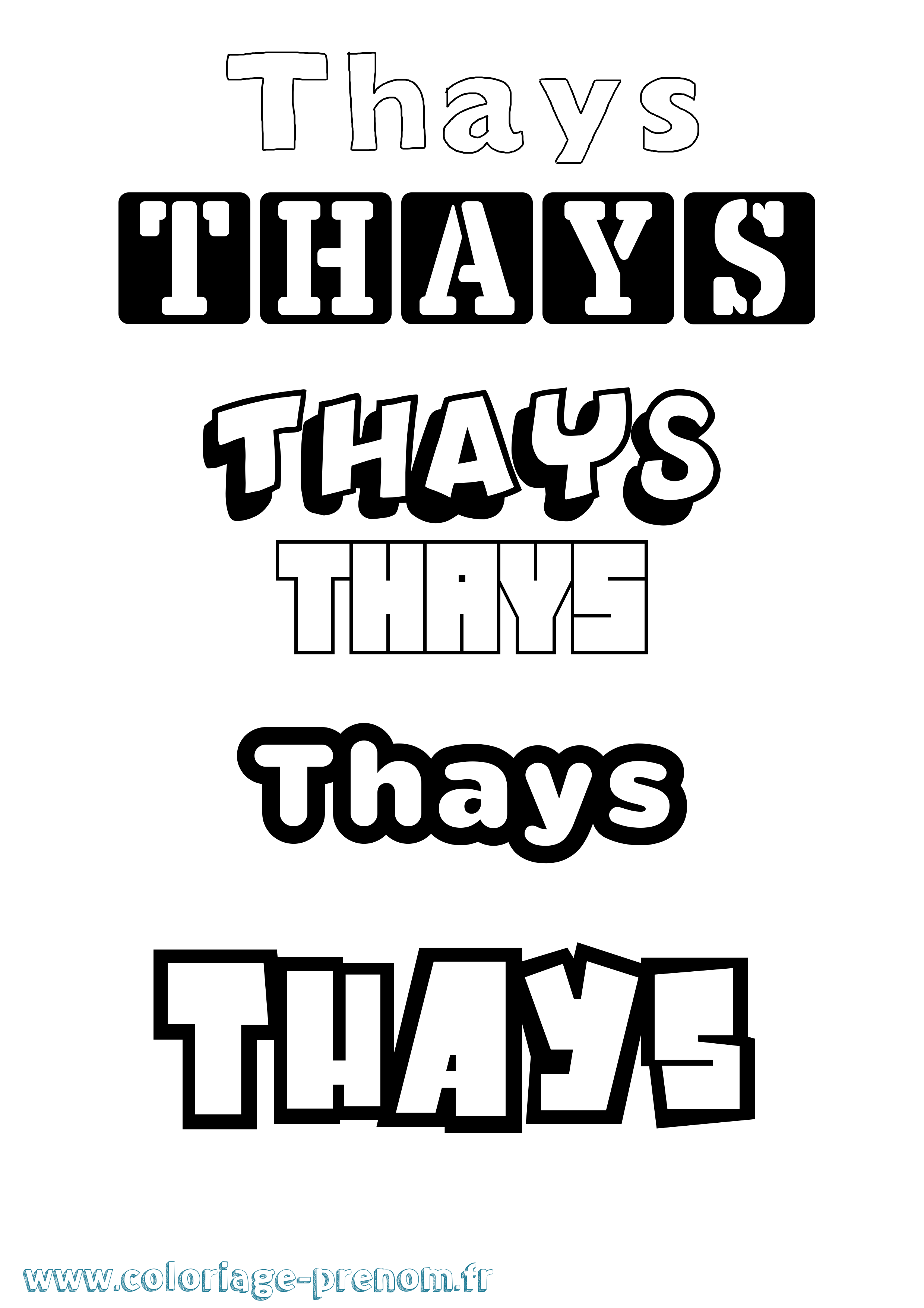Coloriage prénom Thays Simple