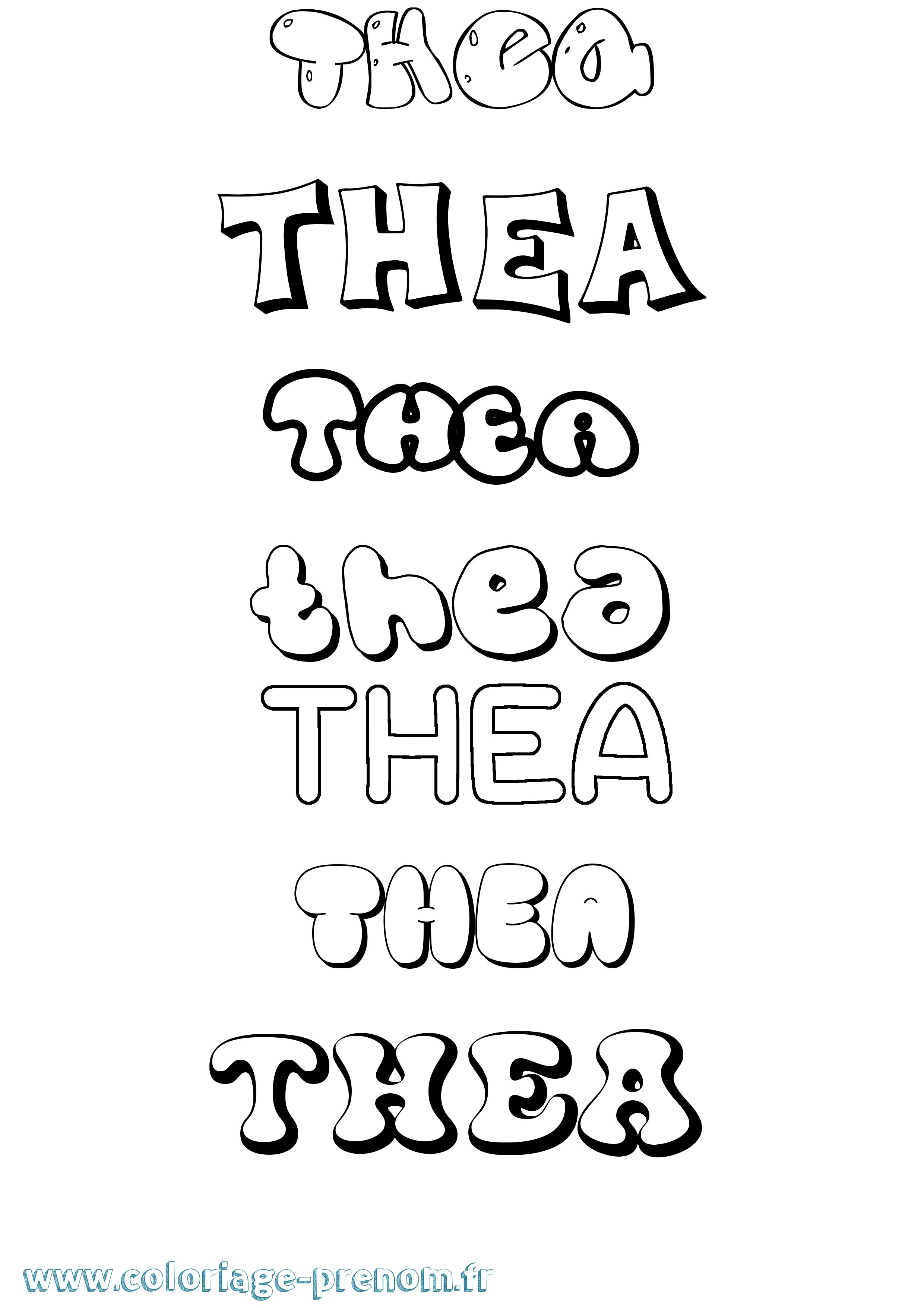 Coloriage Thea Bubble Coloriage prénom Thea Bubble